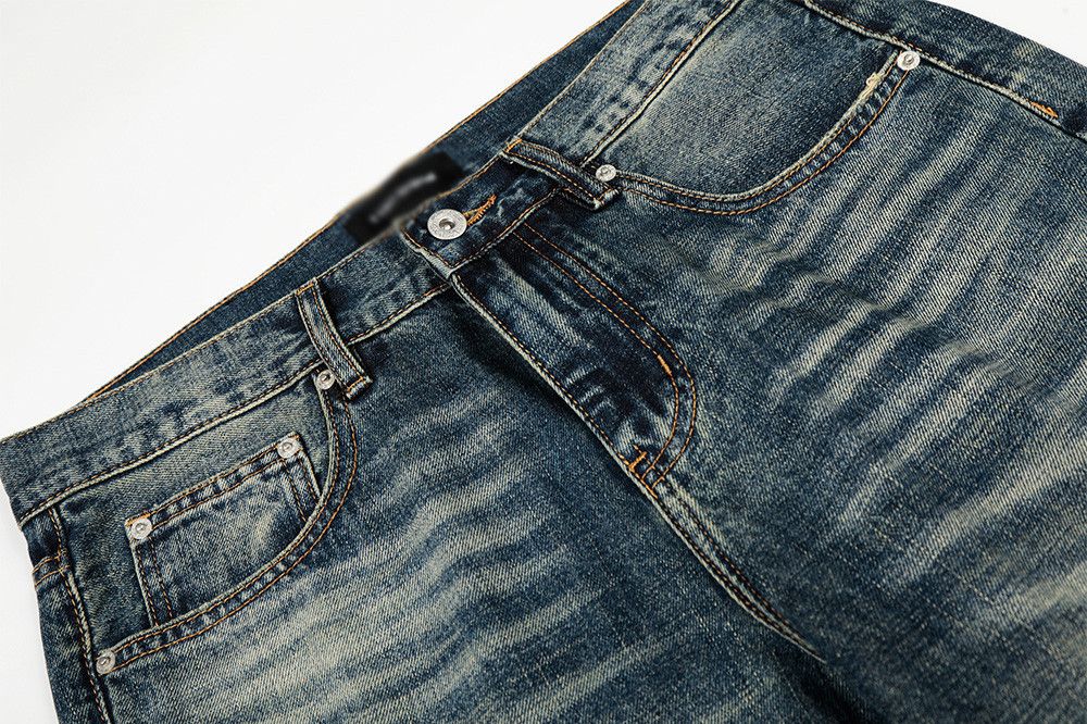 Jean Men's street washed distressed punk retro straight jeans Size US 32 / EU 48 - 3 Thumbnail