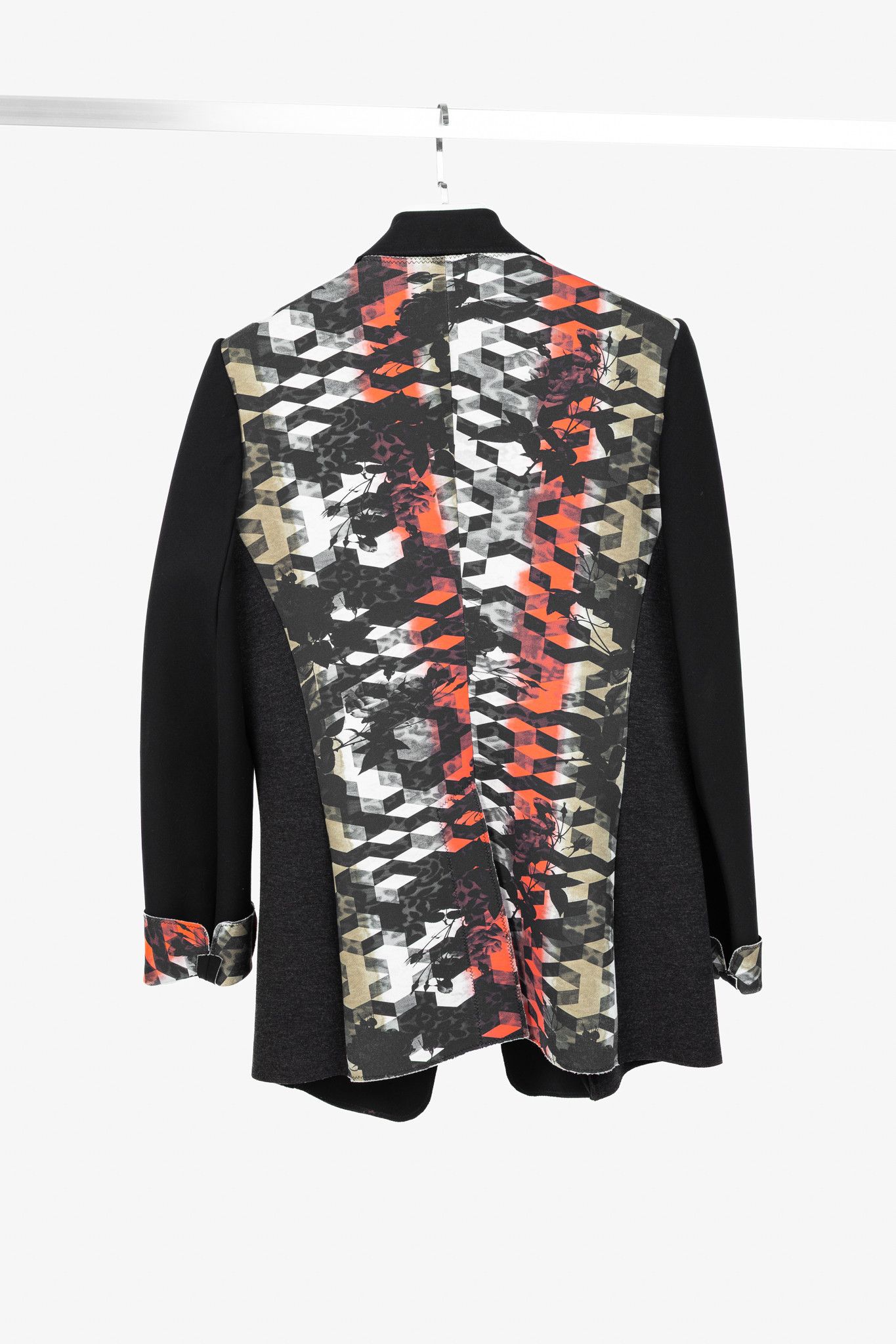 Marie Saint Pierre Marie Saint Pierre Neoprene & Ponte Ruffle Patchwork Blazer Size L / US 10 / IT 46 - 2 Thumbnail