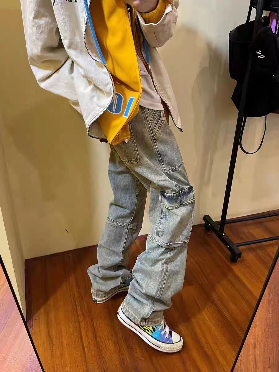 Japanese Brand × Jean Heavy wash wide-leg jeans with large pockets Size US 32 / EU 48 - 4 Thumbnail