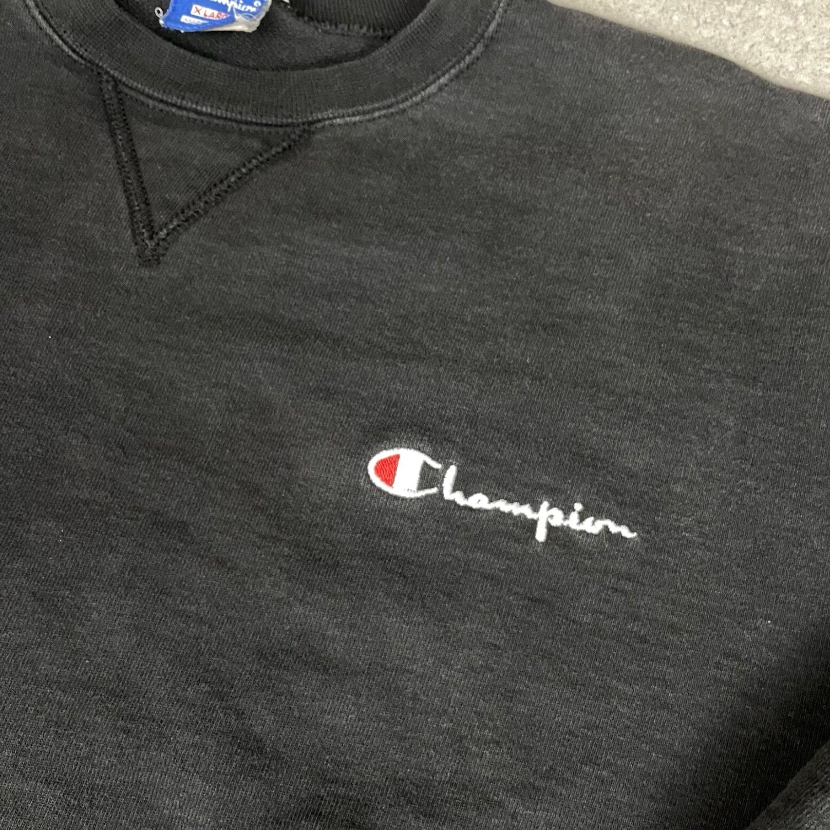 Champion VINTAGE Champion Sweatshirt Mens XL Black Embroidered Made USA 80s Spellout Logo Size US XL / EU 56 / 4 - 3 Thumbnail