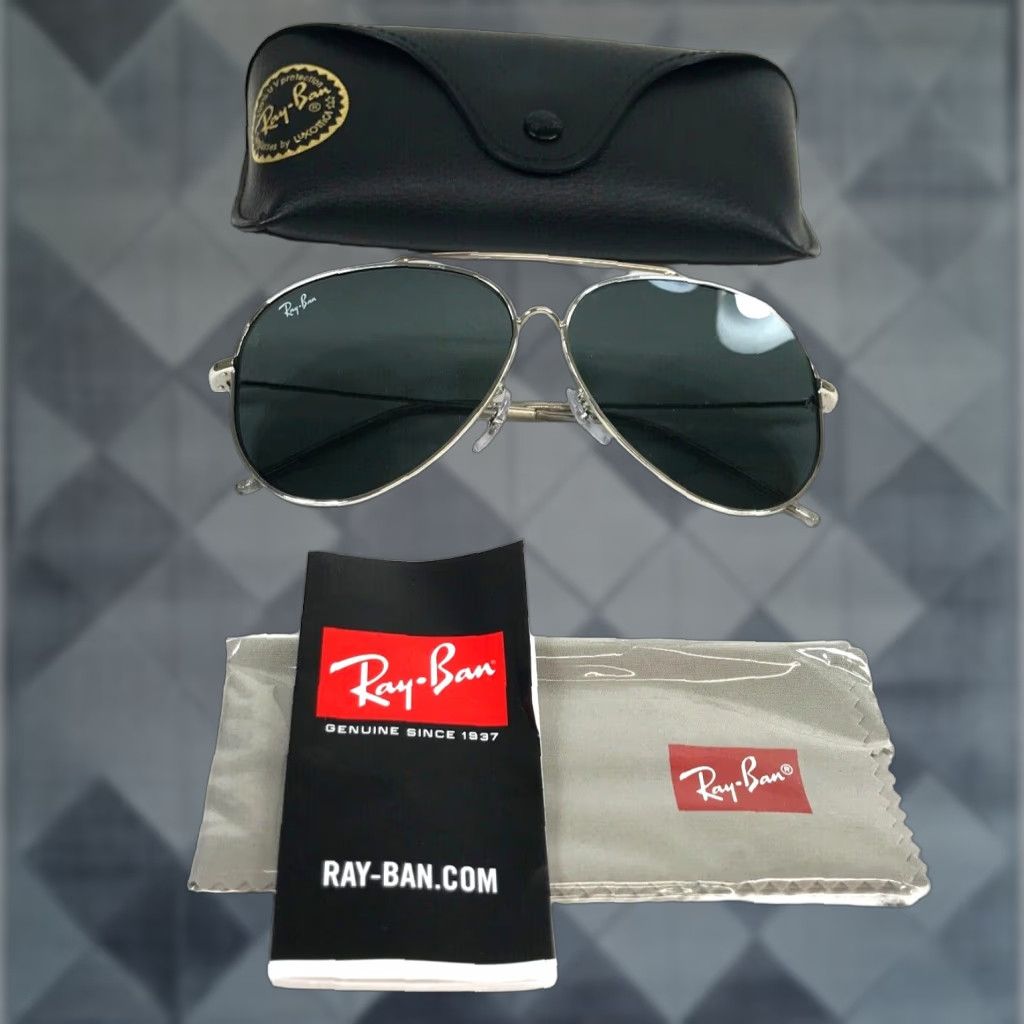 VINTAGE Ray-Ban Aviator Sunglasses Men Silver Gray Lenses 003/GR
