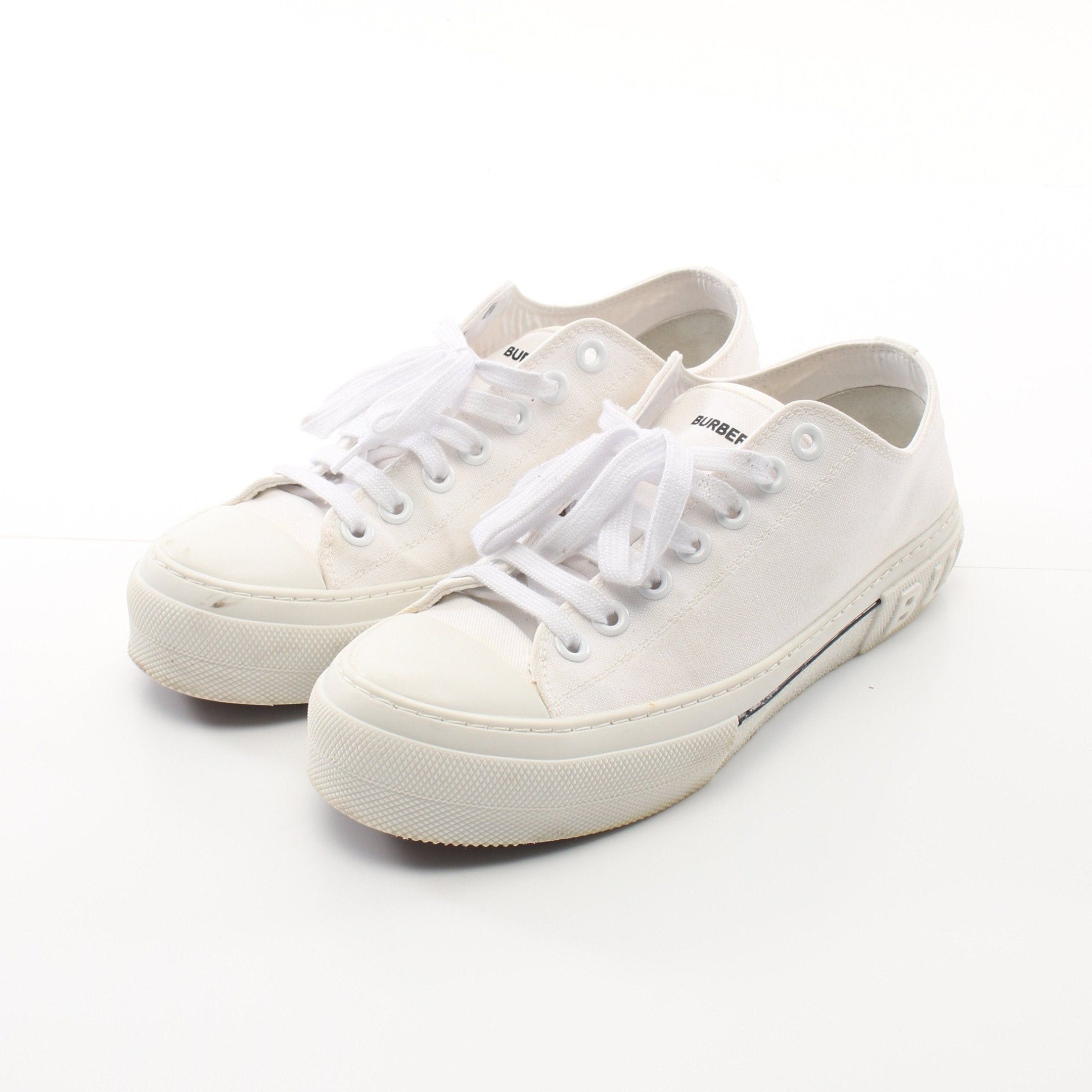 image of Burberry Logo Detail Cotton Sneakers Logo Detail Cotton Sneakers Canvas White, Men's