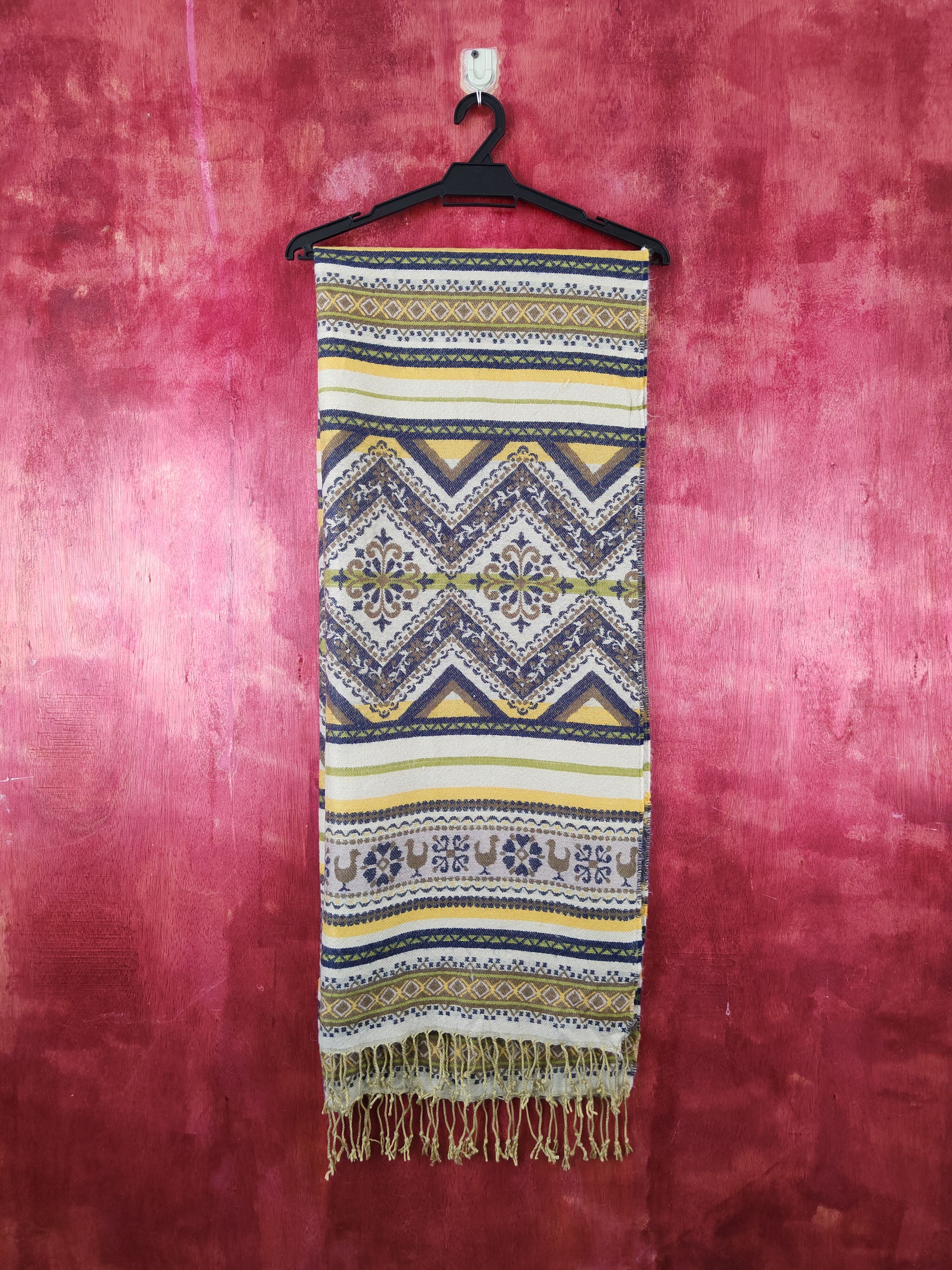 image of Japan Vintage Navajo Muffler Scarves S2111 in Yellow Gree, Women's