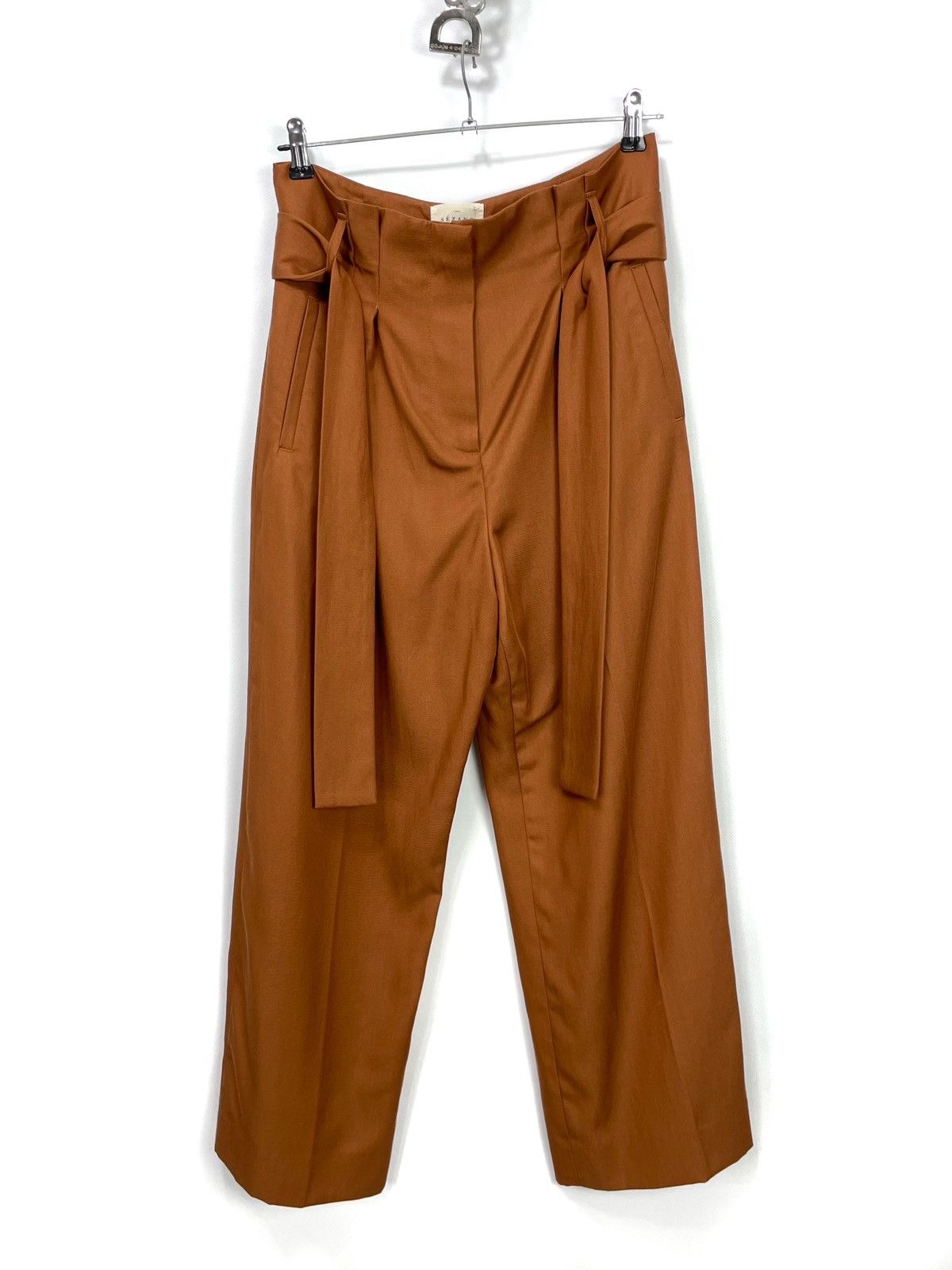 Sezane SÉZANE Pierre Wide Leg Trousers – Hazelnut – Size FR 36 Size 26" / US 2 / IT 38 - 1 Thumbnail