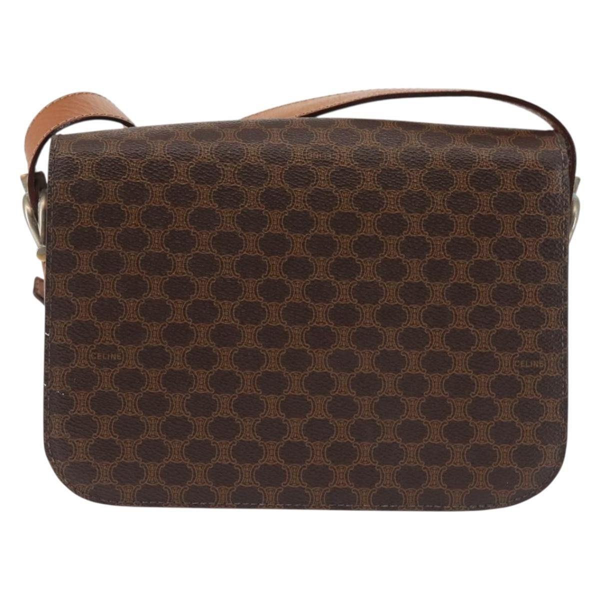 Celine CELINE Macadam Canvas Shoulder Bag Pvc Leather Brown Gold Size ONE SIZE - 3 Thumbnail