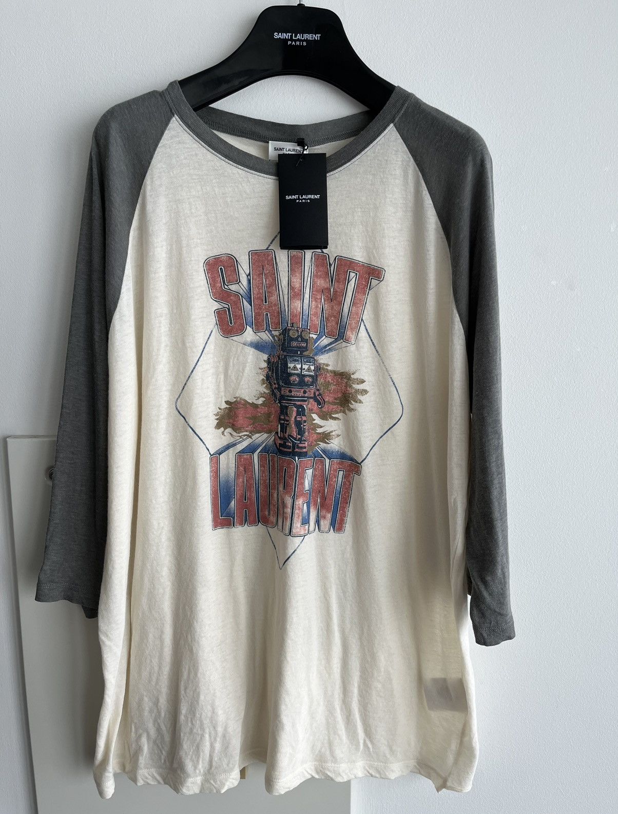 Brand New Super Runway Saint Laurent Logo 🤖 Robot Tee Shirt