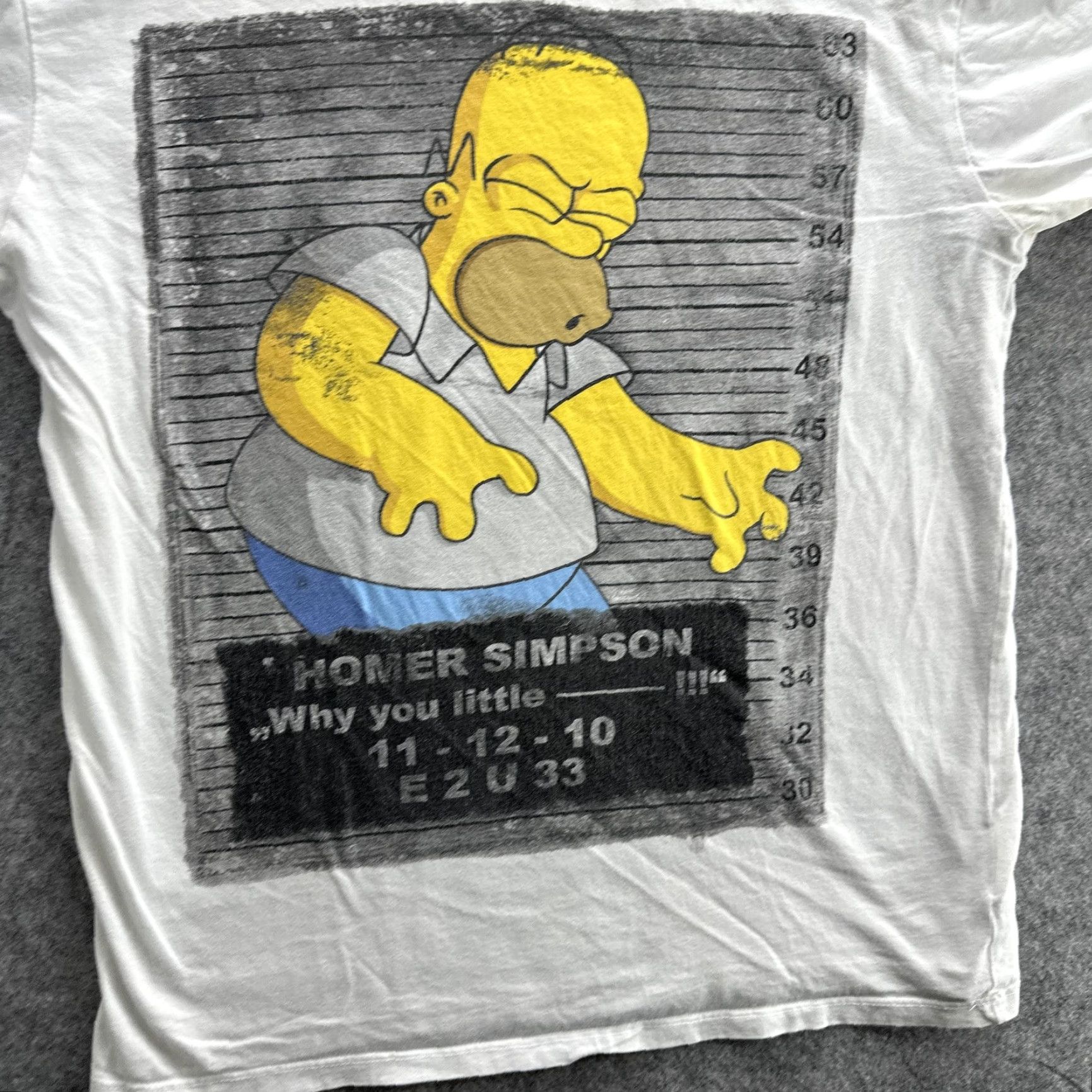 Vintage VINTAGE The Simpsons Shirt T-Shirt Homer Simpson Graphic Mugshot Tee Mens Large White Graphic Print 90s Pop Culture Mens Size US L / EU 52-54 / 3 - 4 Thumbnail