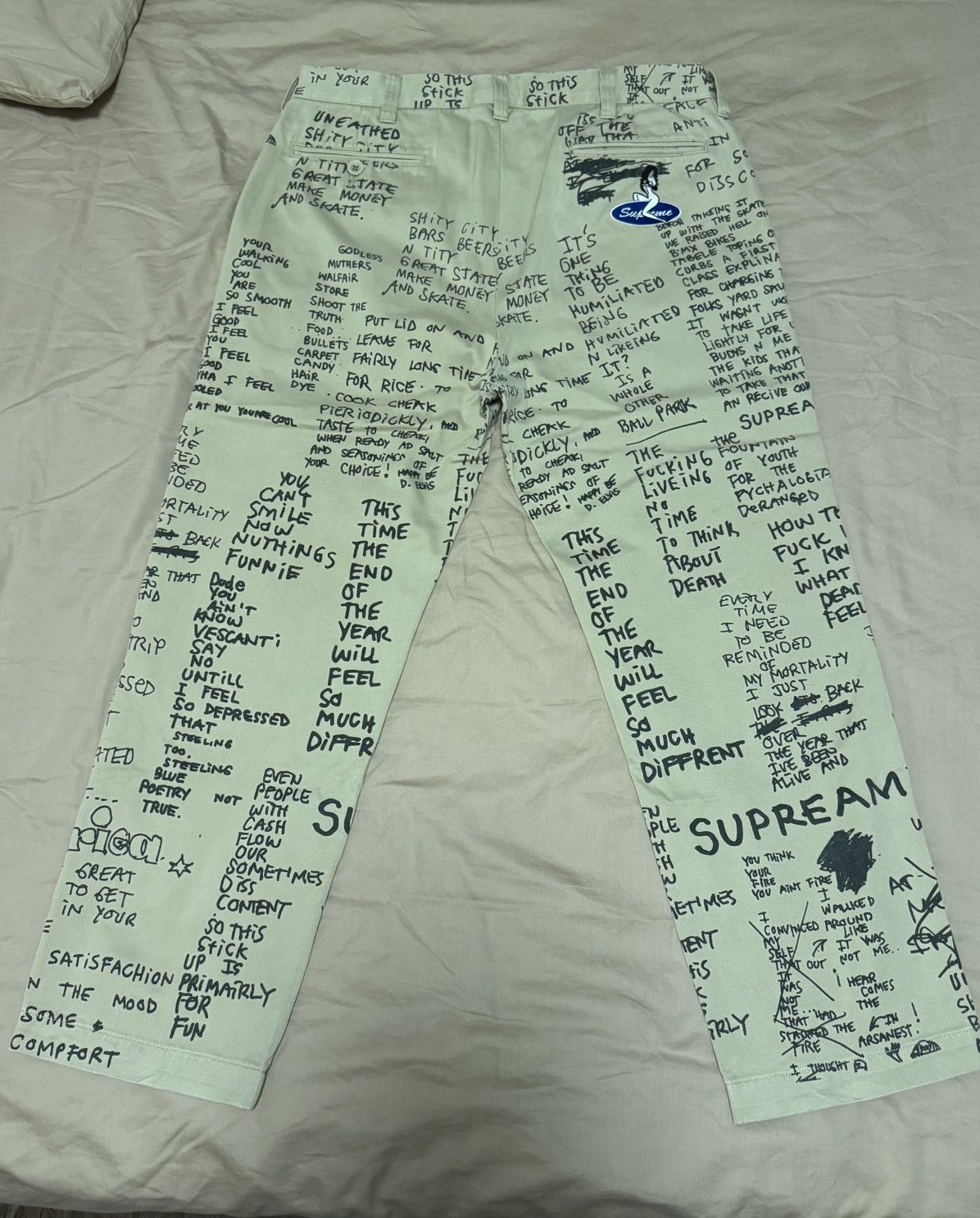 Supreme Supreme Gonz Poems Chino Pant "Khaki" Size US 32 / EU 48 - 2 Thumbnail