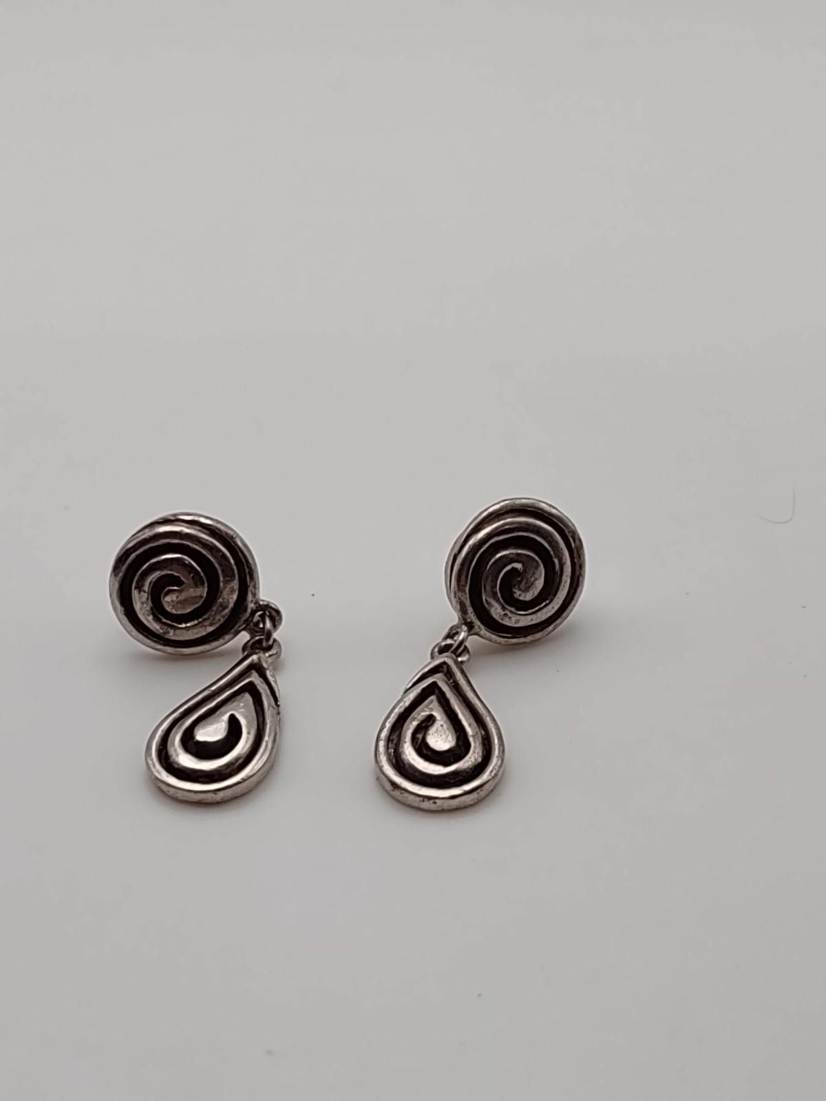 Other Sterling Silver Spiral Teardrop Earrings CM 925 Boho Dangle Size ONE SIZE - 1 Thumbnail