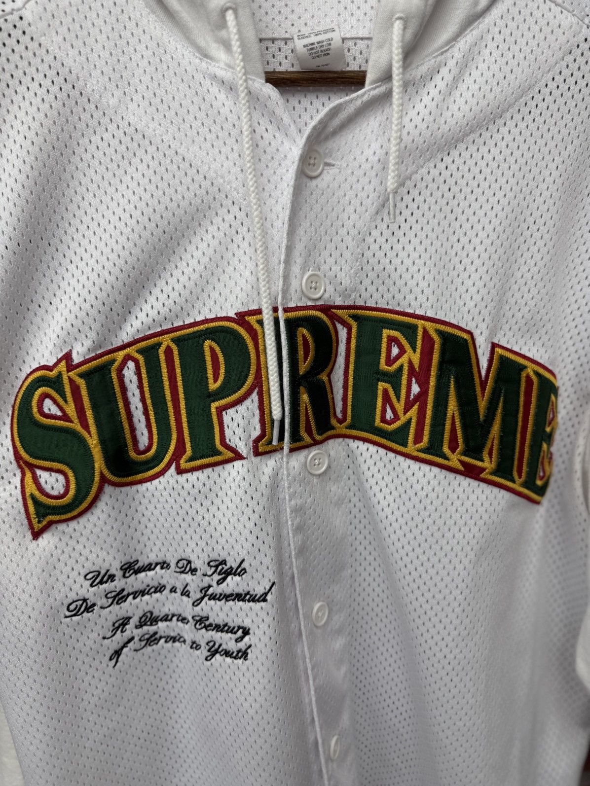 Supreme Supreme White Mesh Jersey Hoodie Size Medium 🧼 Size US M / EU 48-50 / 2 - 4 Thumbnail