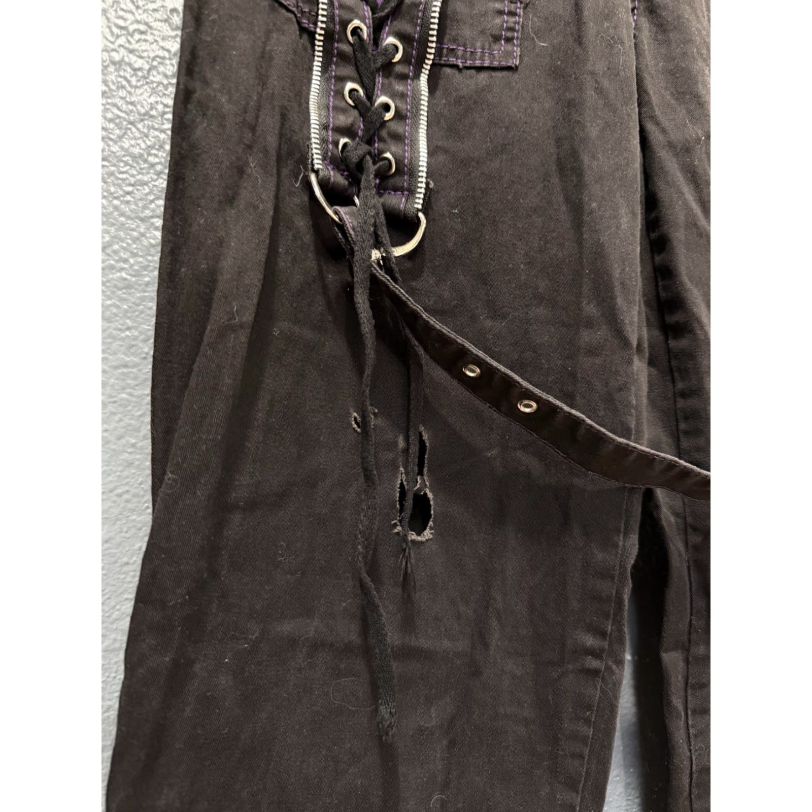 Tripp NYC VINTAGE TRIPP NYC Y2K Black Purple Raver Goth Grunge Pants Women’s Size 9 Cargo Size 30" / US 8 / IT 44 - 4 Thumbnail