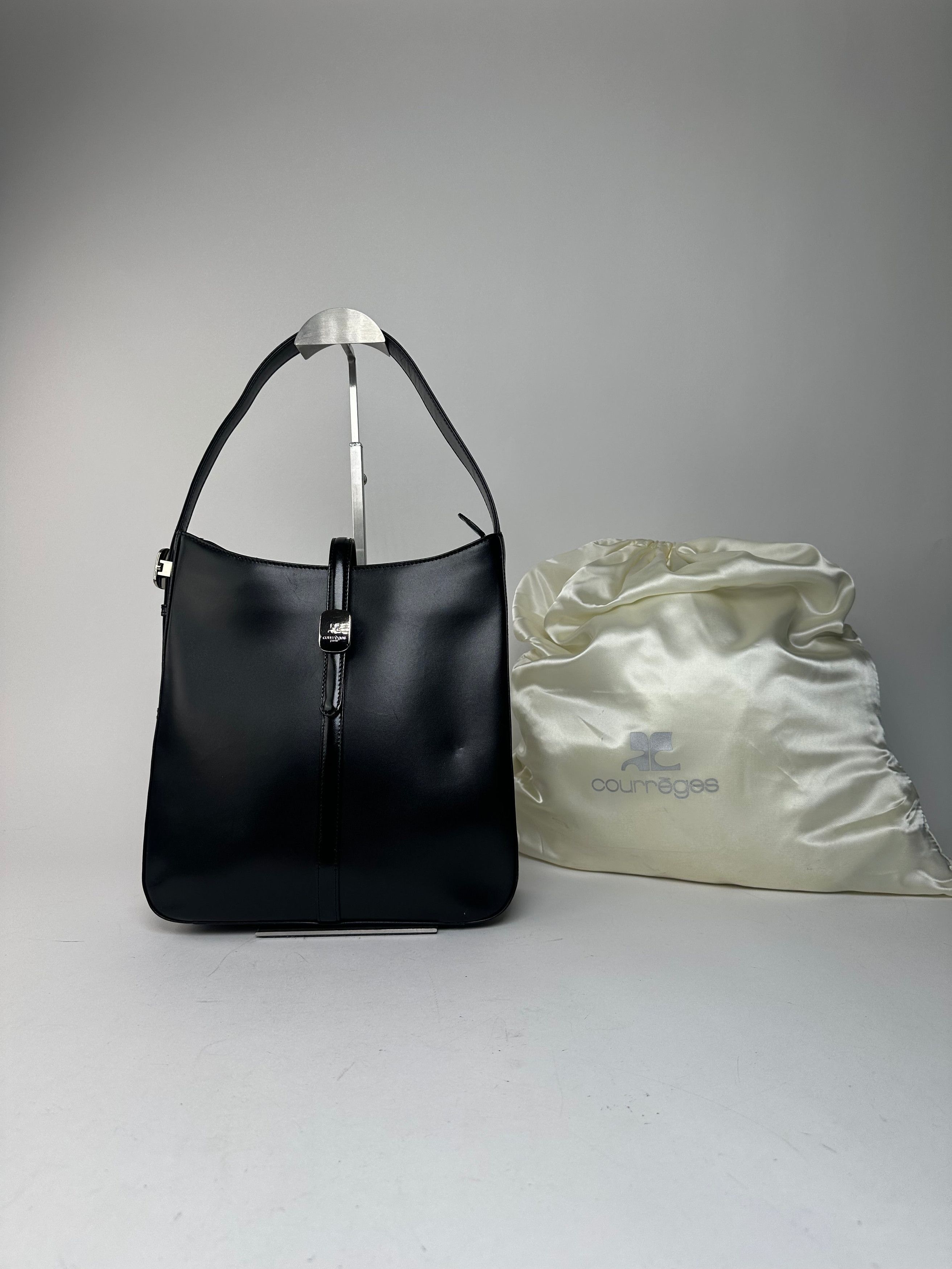 Courreges Vintage Leather Handbag Black Size ONE SIZE - 1 Thumbnail