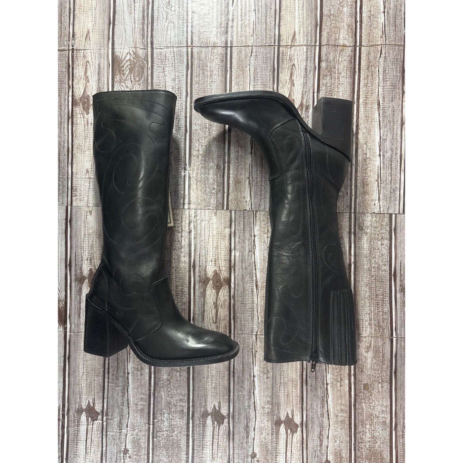 Frye Frye Conrad Swirl Stitch Embroidered Tall Knee Boots Size 6. Size US 6.5 / IT 36.5 - 5 Thumbnail