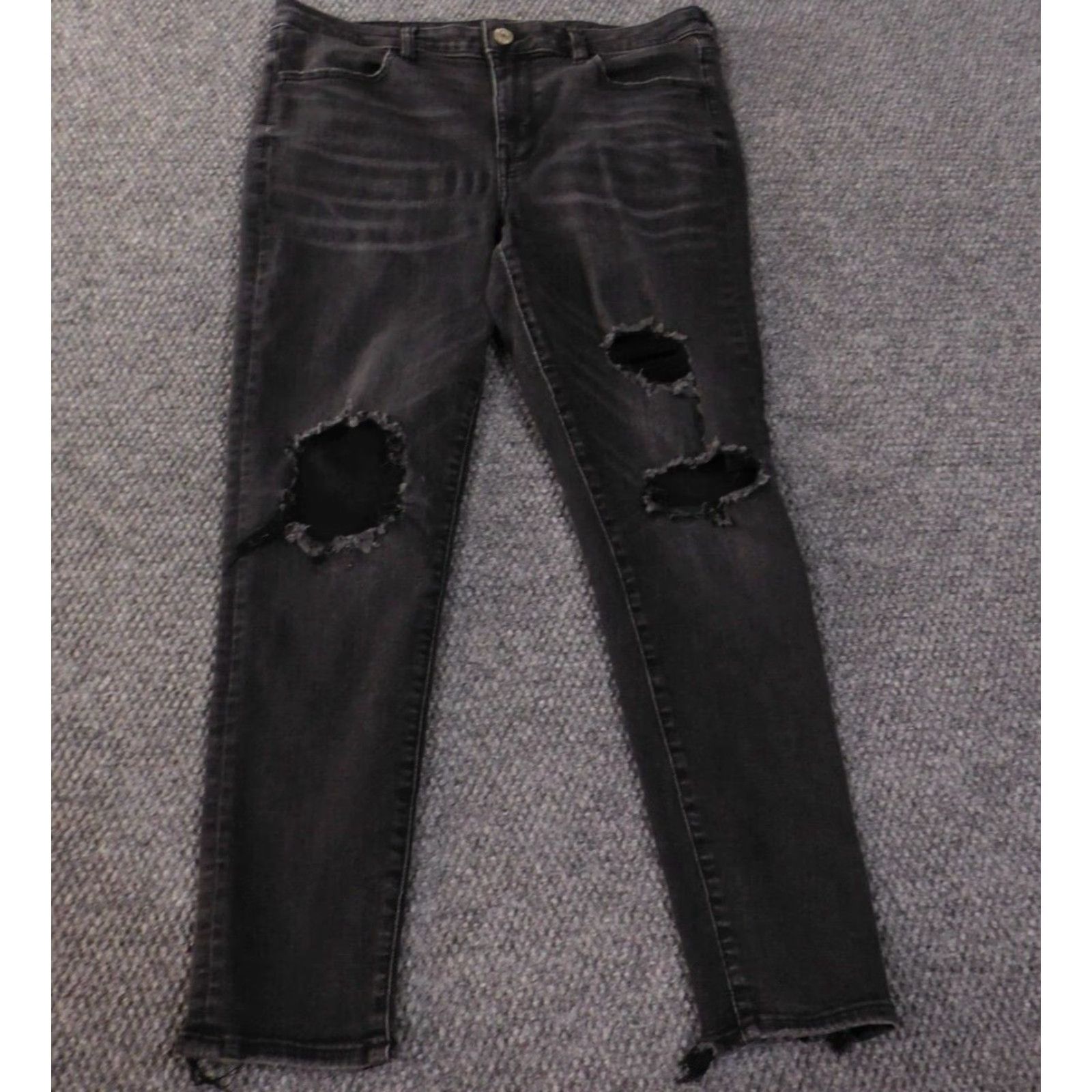 American Eagle Outfitters American Eagle Outfitters Jeans Jegging Womens 14 Black Distressed Retro Vintage-Style Image? Size 24" / US 00 / IT 34 - 2 Thumbnail