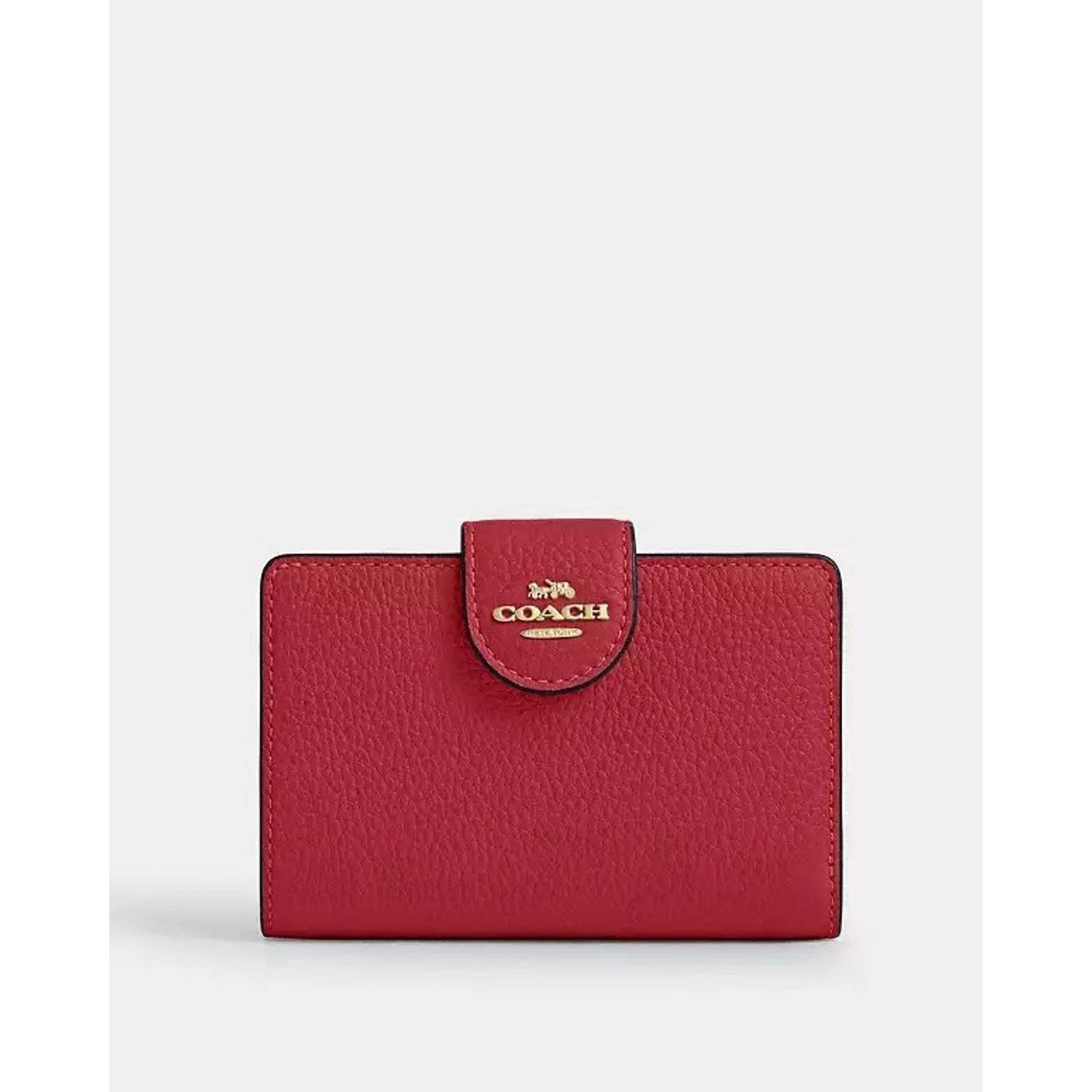 Coach NWT Coach Medium Corner Zip Wallet CBO41 Gold/True Red Size ONE SIZE - 6 Thumbnail
