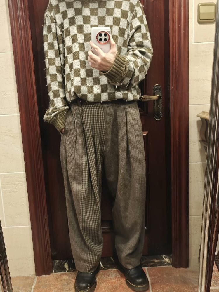 Ziggy Chen ziggy chen 23AW houndstooth 100% virgin wool wide trousers Size US 28 / EU 44 - 9 Thumbnail