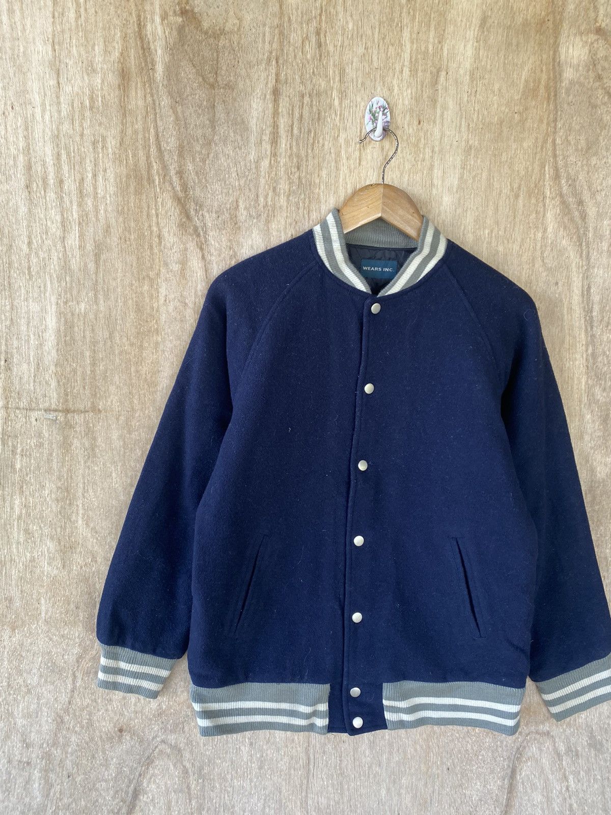 Japanese Brand Vintage Wears Inc Varsity Jacket - Navy Wool Blend - Size US M / EU 48-50 / 2 - 4 Thumbnail