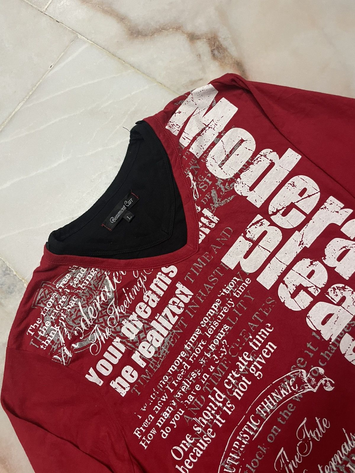 Seditionaries Vintage Beaumont Carr Punk Double Layer V-Tshirt Script Size US L / EU 52-54 / 3 - 4 Thumbnail