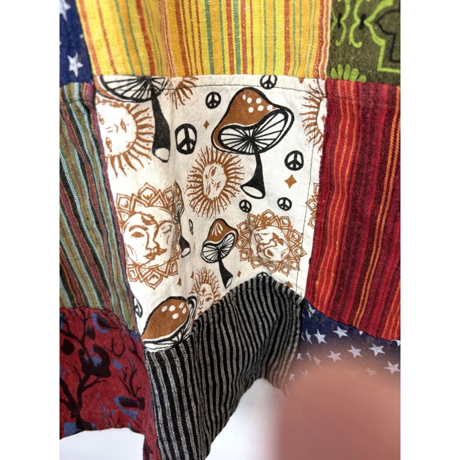 Vintage Rising International Dress S Midi Multi Bohemian Stars Patchwork Hippie Embroidered A-Line Women Regular Spring Summer Fall Knights? Size S / US 4 / IT 40 - 4 Thumbnail