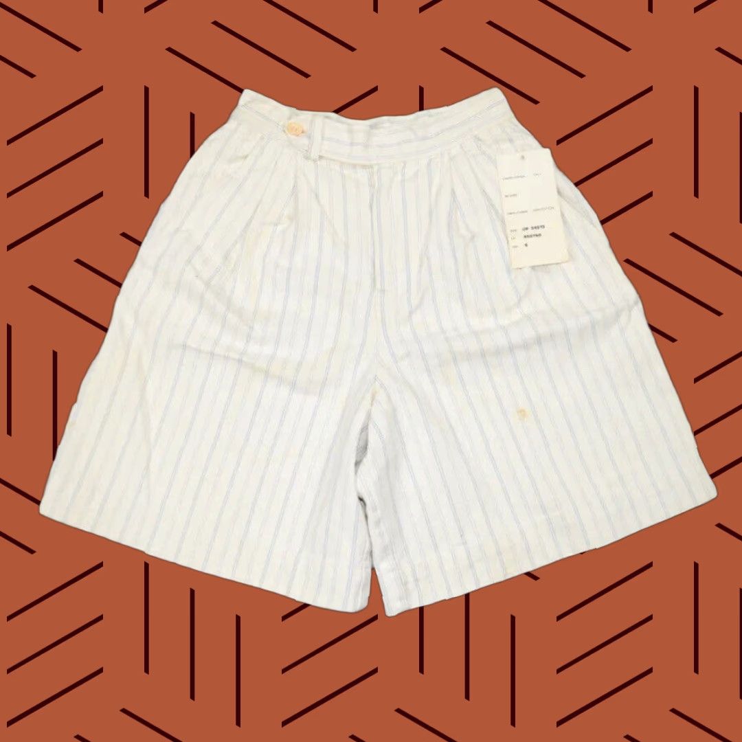 Calvin Klein Vintage Calvin Klein Women's Shorts 1990s High Waist Denim Striped Yachting Italy Size 4 Size 27" / US 4 / IT 40 - 1 Thumbnail