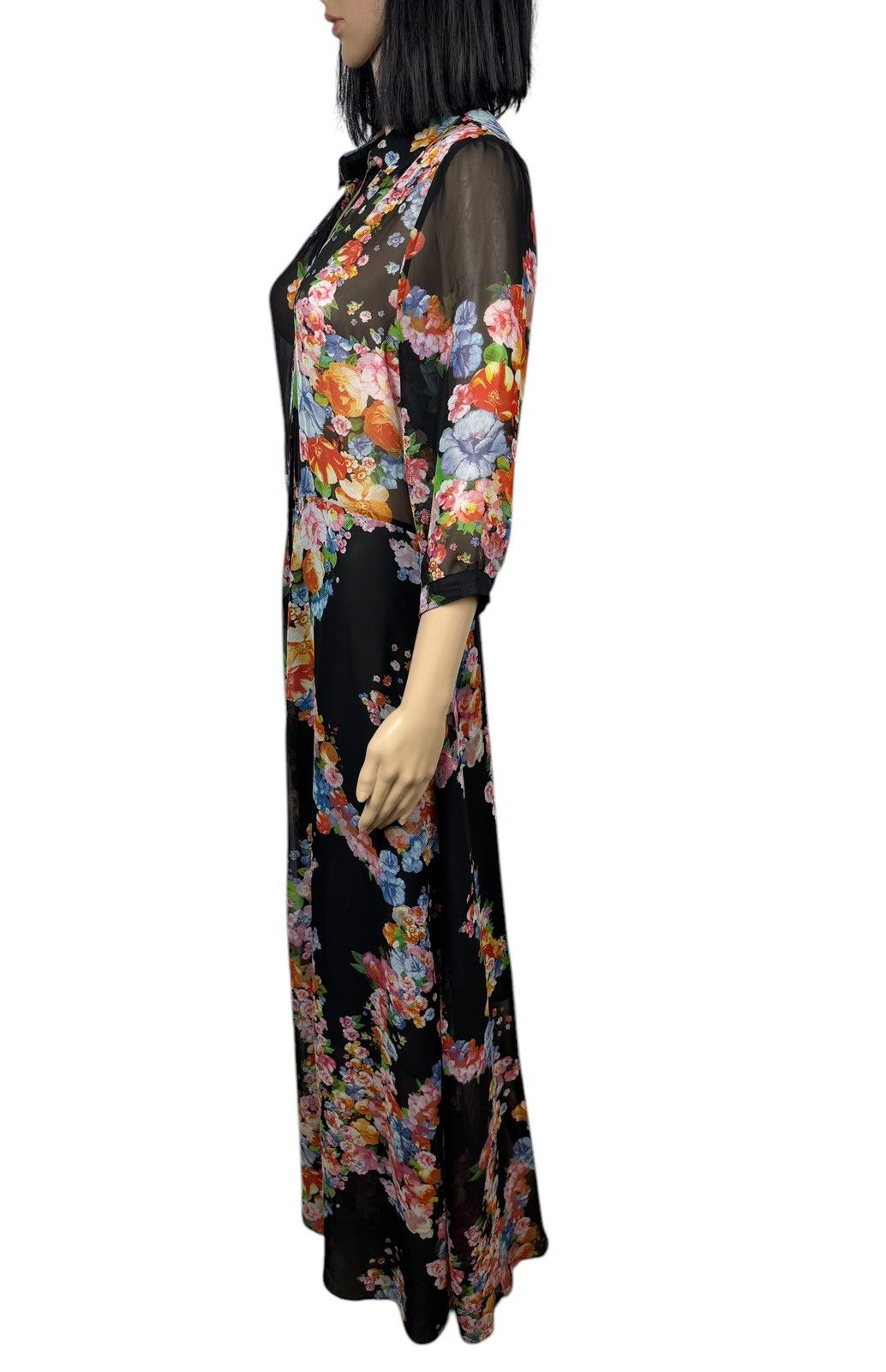 Designer Ulyana Sergeenko Maxi Dress Floral Printed Mesh size L Size L / US 10 / IT 46 - 6 Thumbnail