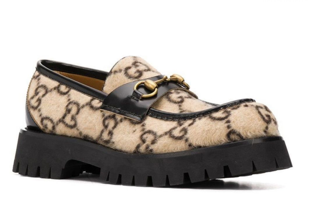 Gucci Gucci GG Lug Sole Loafer Wool Cordovan Lux Monogram 598312 Size US 5 / EU 37 - 1 Thumbnail