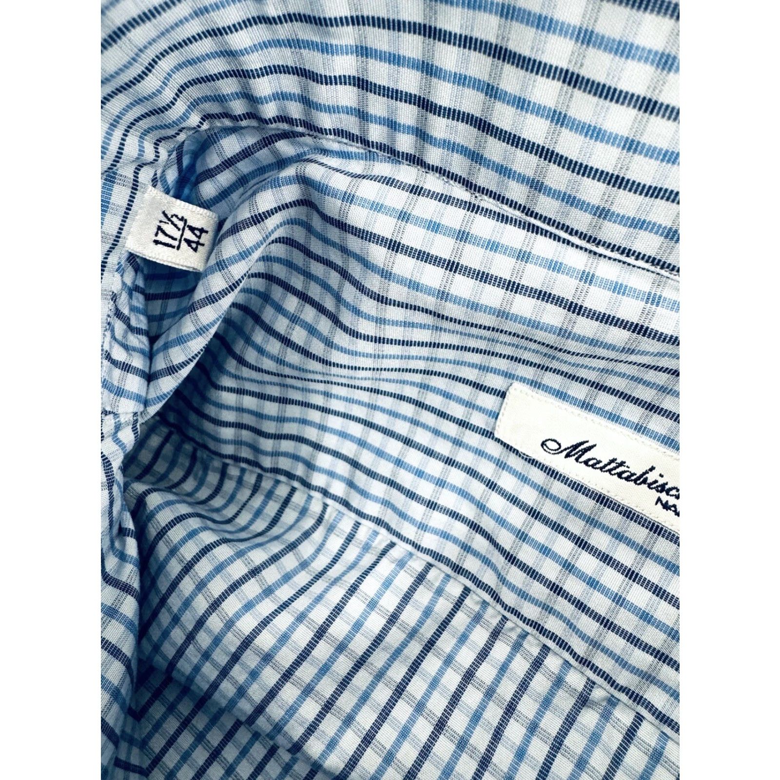 Vintage Mattabisch Napoli Italy Plaid Check Shirt 17.5 / 44 Mens Long Sleeve Button-Up Blue Nerf? Size US XXL / EU 58 / 5 - 6 Thumbnail
