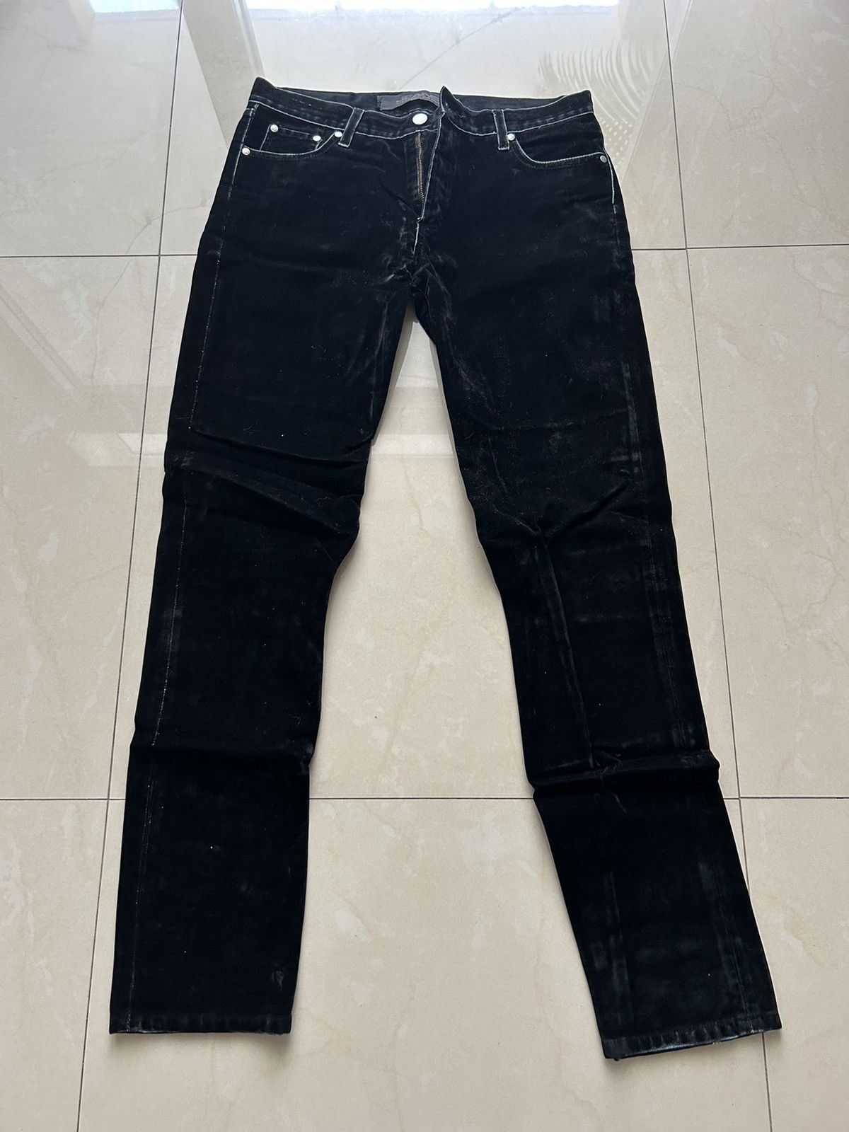 Vintage Black velour over a denim Size US 30 / EU 46 - 1 Thumbnail