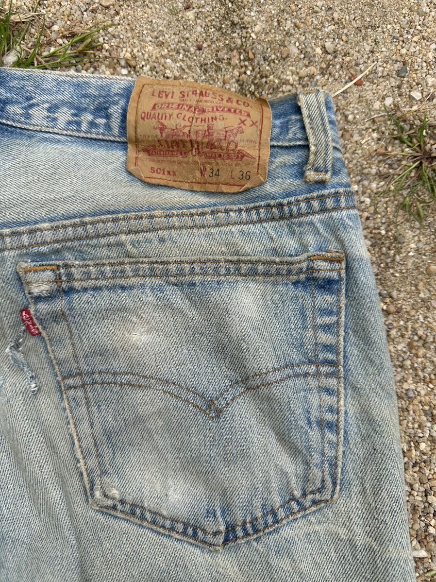 Levi's × Vintage Vtg Levis 501xx distress denim Size US 33 - 10 Thumbnail