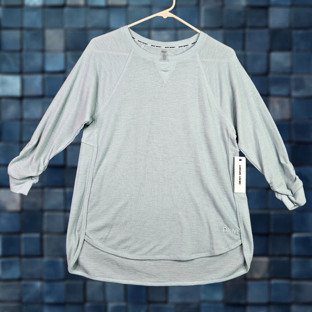 DKNY DKNY Sport Women’s Small Mint Green Long Sleeve Waffle Knit Athletic Top New Size S / US 4 / IT 40 - 1 Thumbnail