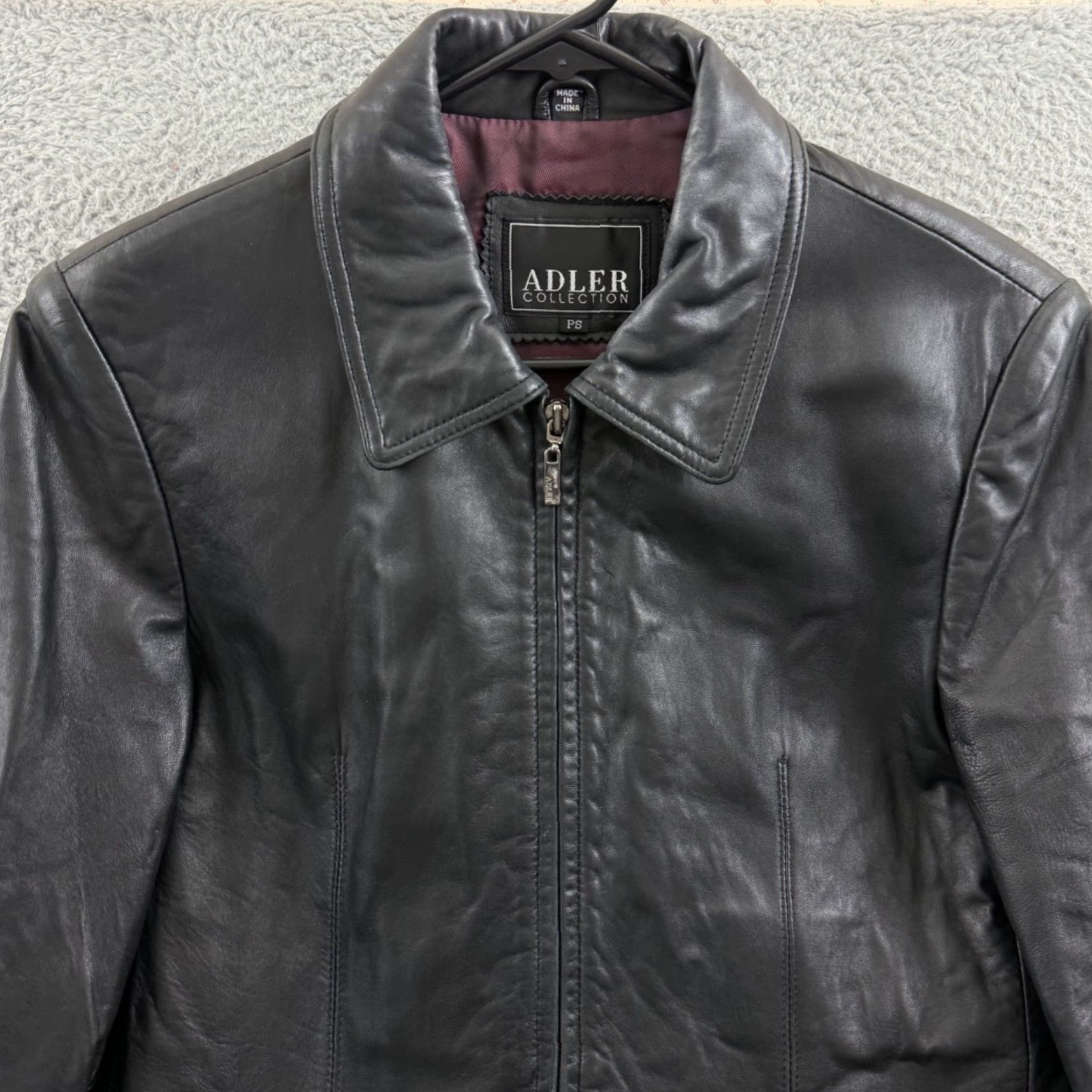 Skin VINTAGE Adler Collection Women's Small Petite Black Lamb Skin Leather Moto Biker Jacket Size S / US 4 / IT 40 - 3 Thumbnail