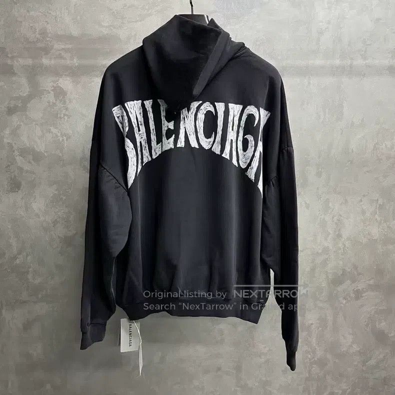 Balenciaga Balenciaga Black letter pattern printed hooded long-sleeve Size US M / EU 48-50 / 2 - 2 Thumbnail