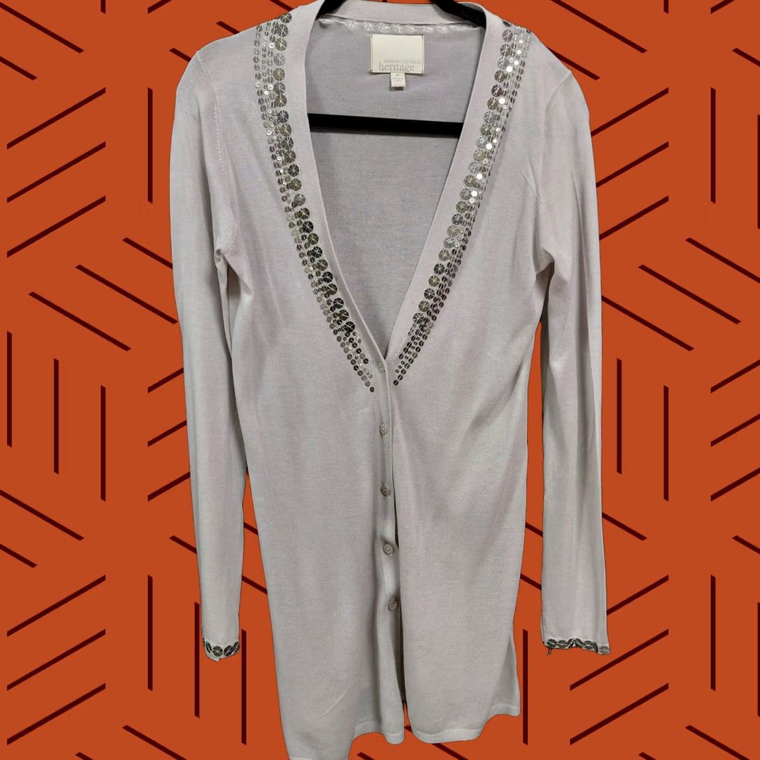 Banana Republic BANANA REPUBLIC heritage Cardigan Sweater Embellished Knit Women Size M Gray Size M / US 6-8 / IT 42-44 - 1 Thumbnail