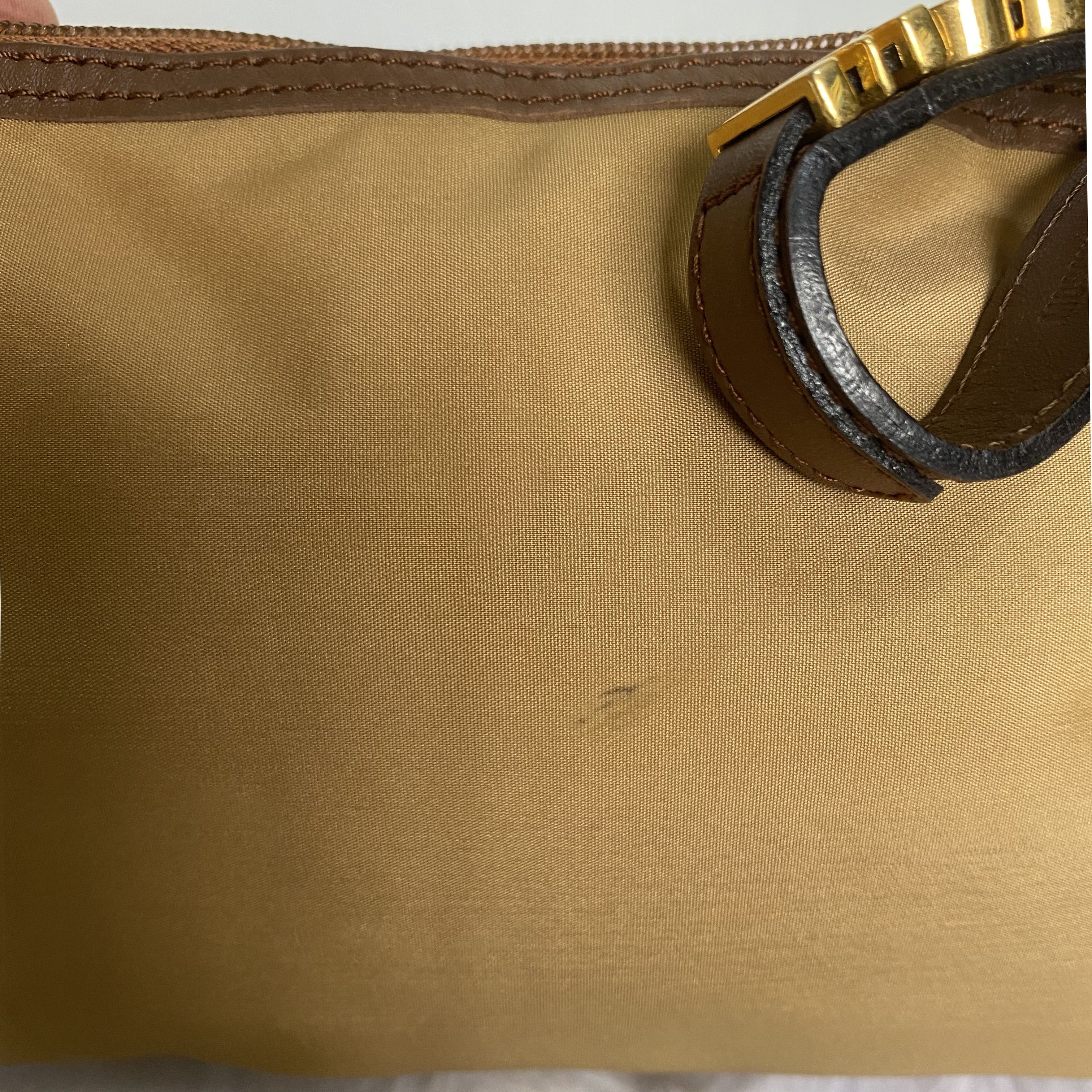 Moschino × Vintage MOSCHINO Vintage Brown Gold Hardware Logo Nylon Clutch Bag Size ONE SIZE - 8 Thumbnail