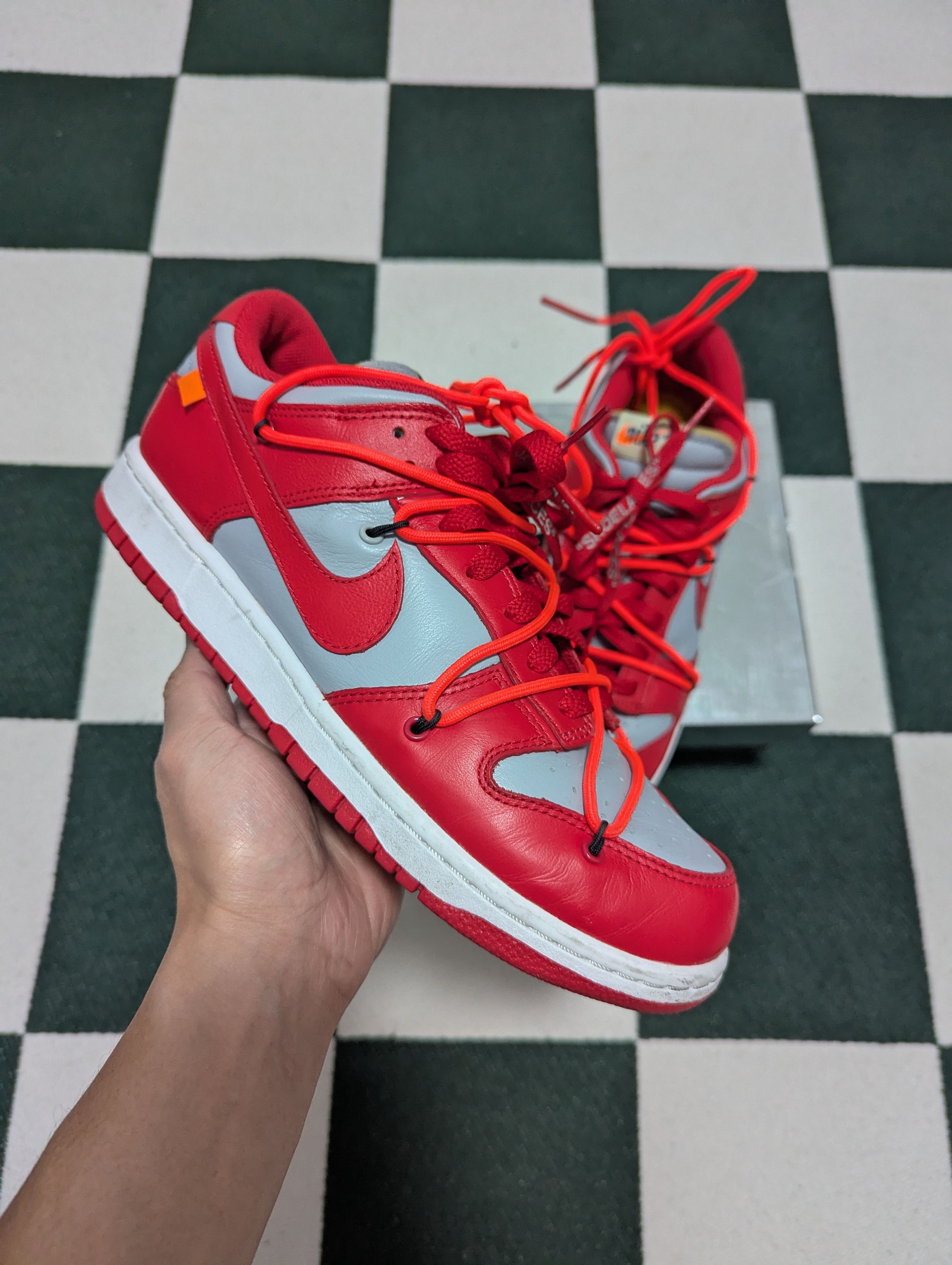 Nike × Off-White Nike Dunk Low Off White University Red Size US 9 / EU 42 - 2 Thumbnail