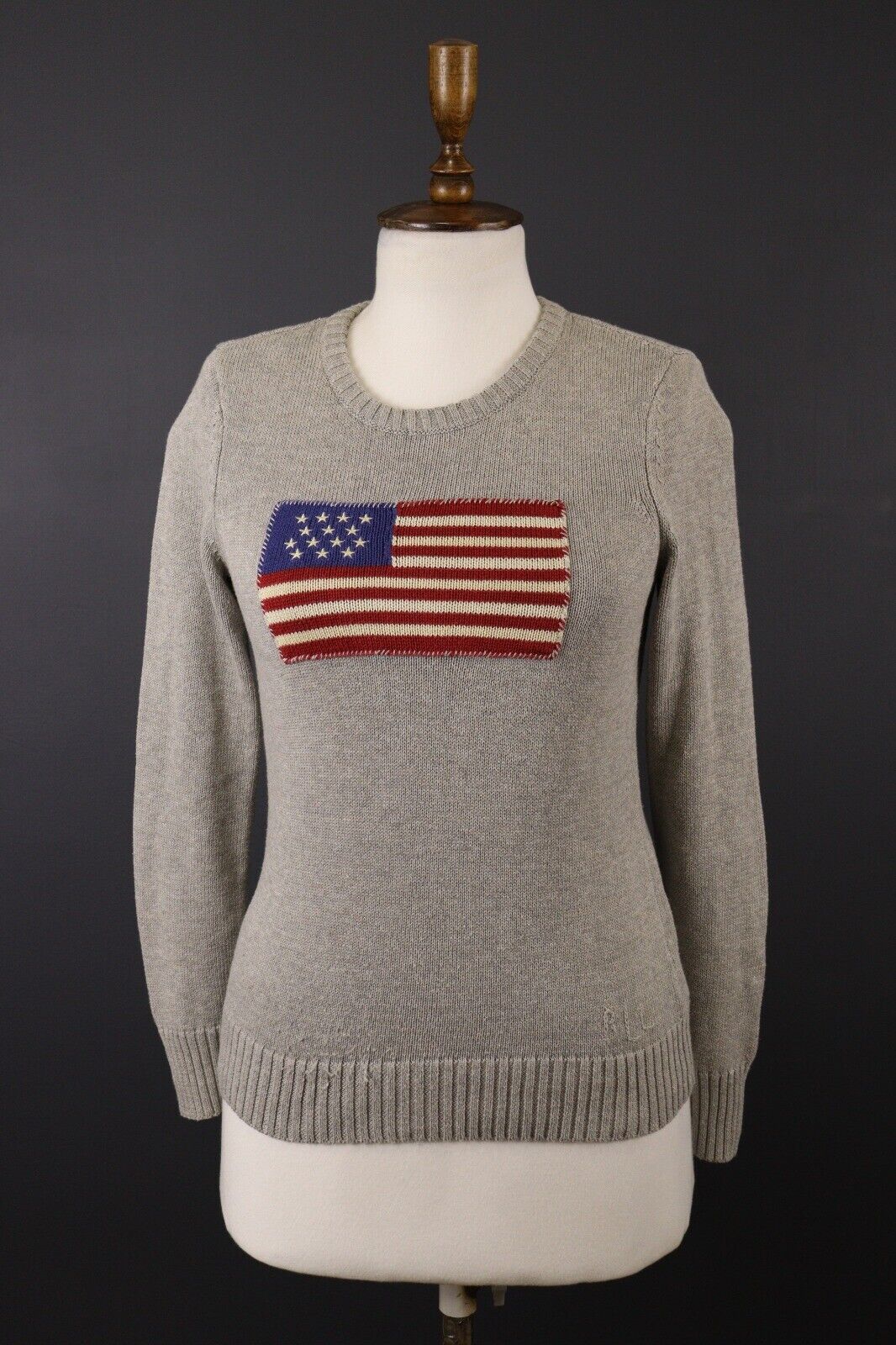 Vintage 90s Ralph Lauren white/cream American flag knitted sweater