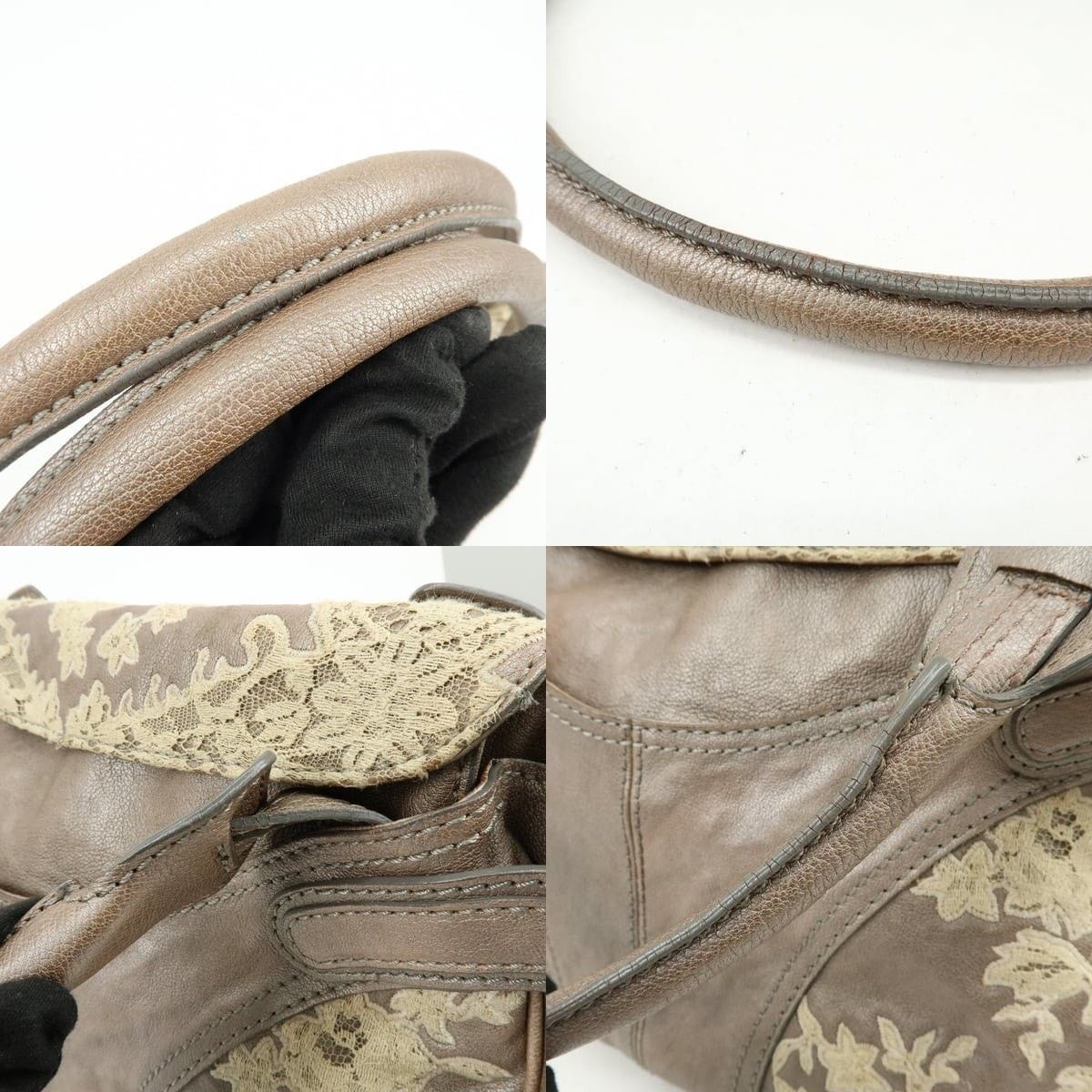 Valentino Valentino Flower Embroidery Calfskin Shoulder Bag Gray Size ONE SIZE - 4 Thumbnail