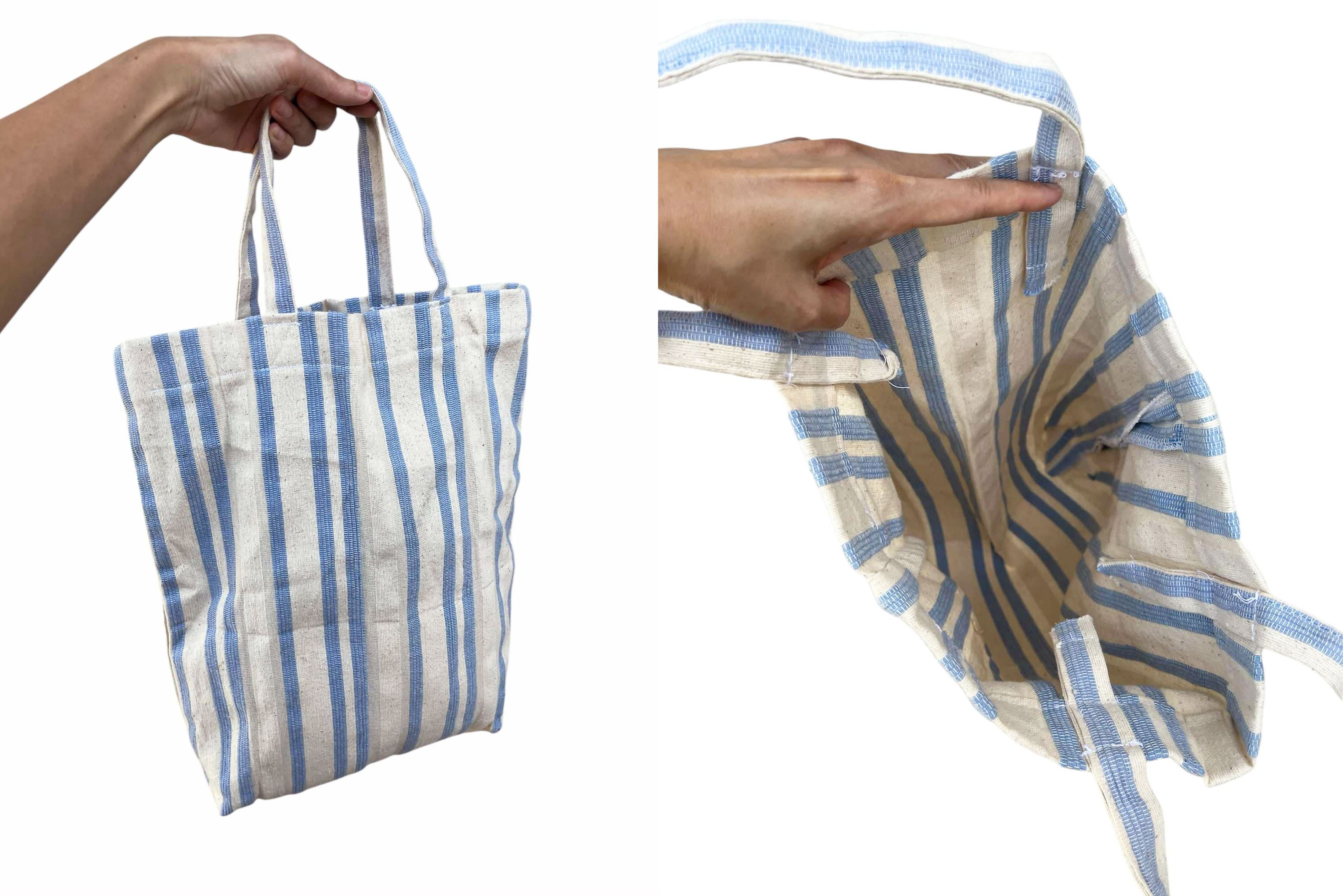 Vintage Vintage Handmade woven vertical striped Top Handle large Bag Size ONE SIZE - 9 Thumbnail