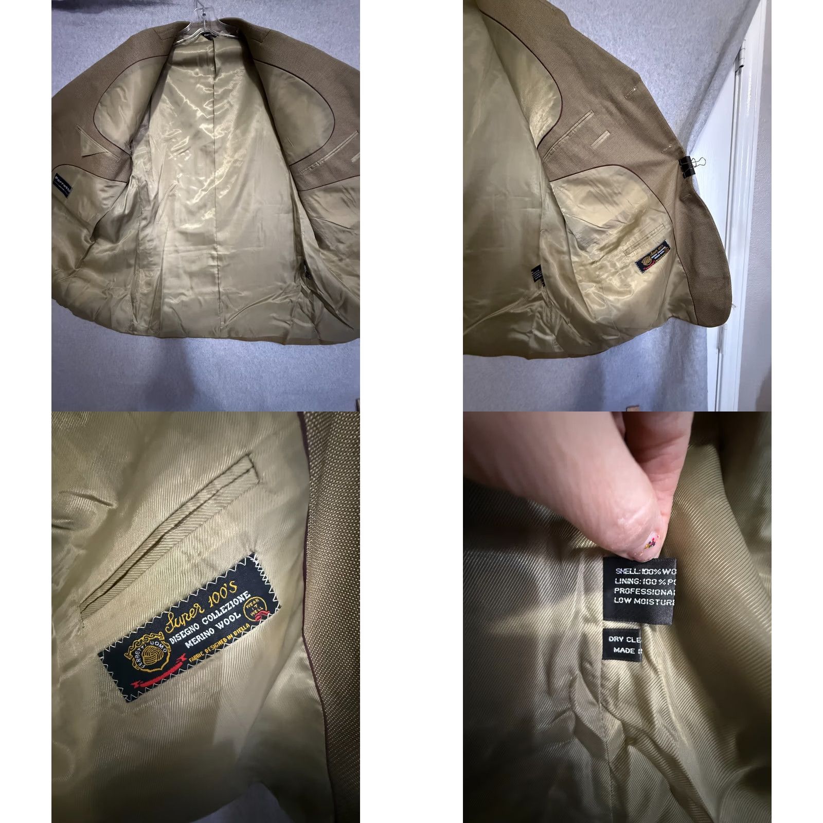 Vintage Ferretti Uomo Suit Men's Italian Gold Merino Wool 46 R Jacket 43L Pants NWT Size 46R - 8 Thumbnail