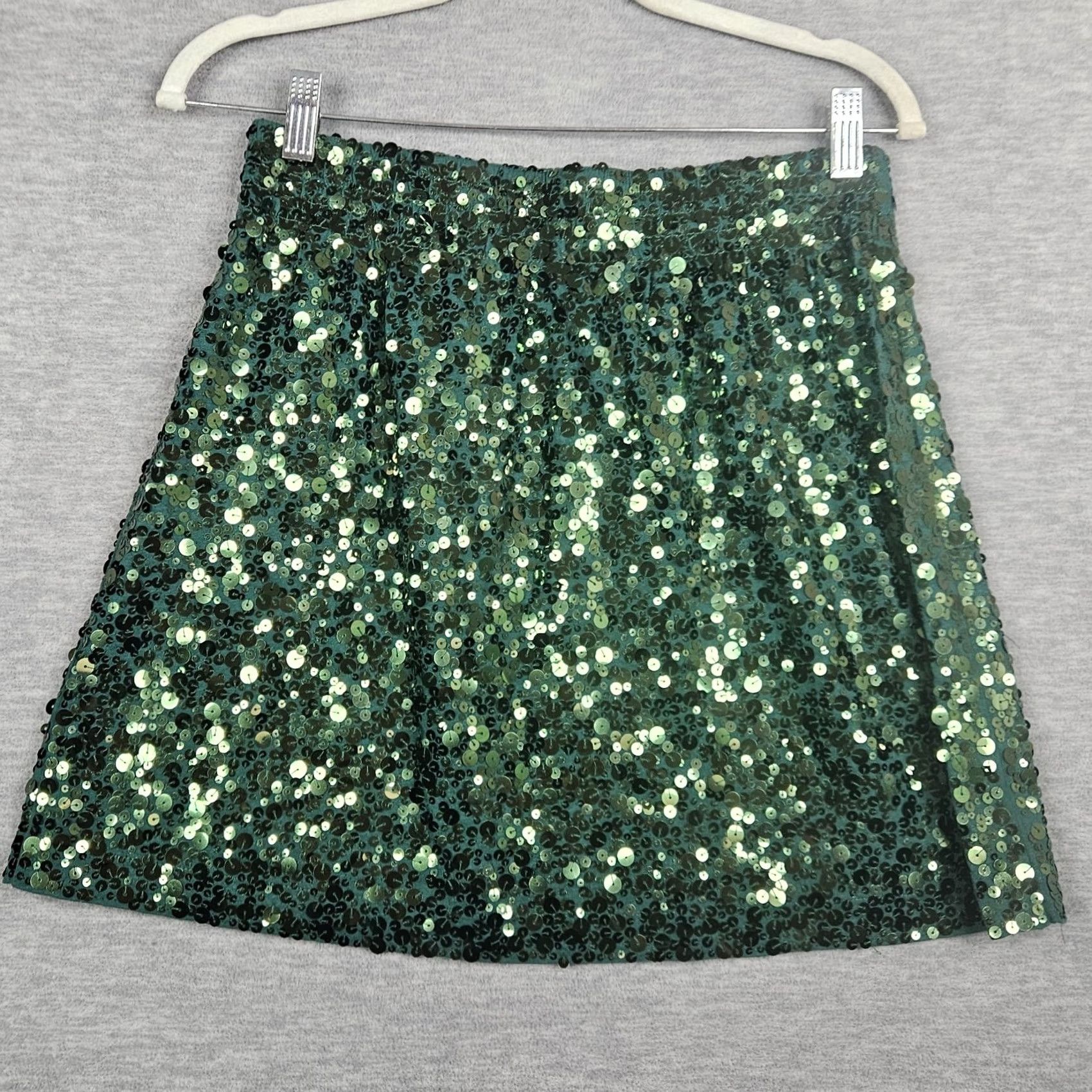 Vintage Garnet Hill Sequin Mini Green Women's Skirt Size S Size 28" / US 6 / IT 42 - 4 Thumbnail