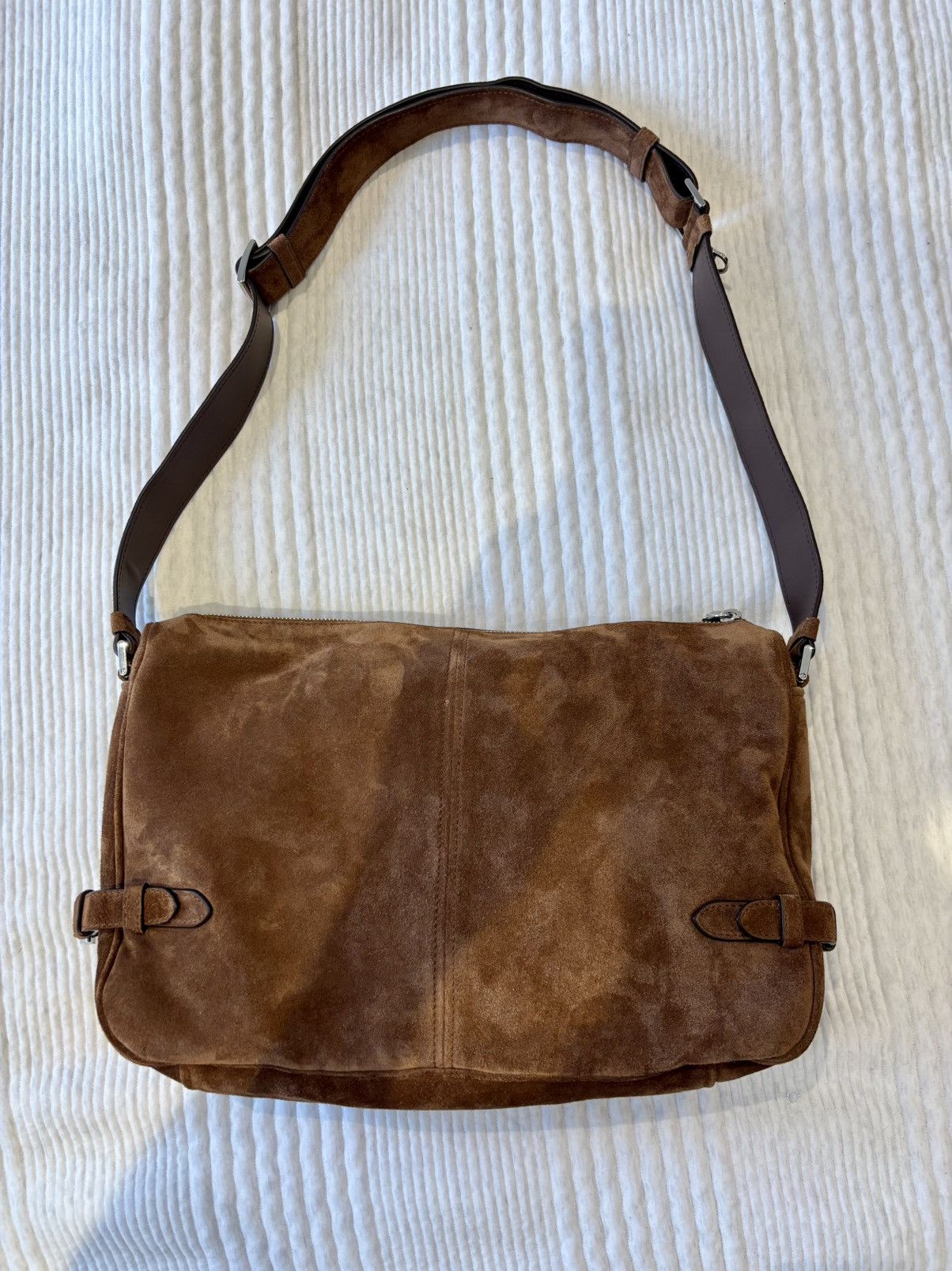 Prada Brown Suede Shoulder Bag Size ONE SIZE - 3 Thumbnail