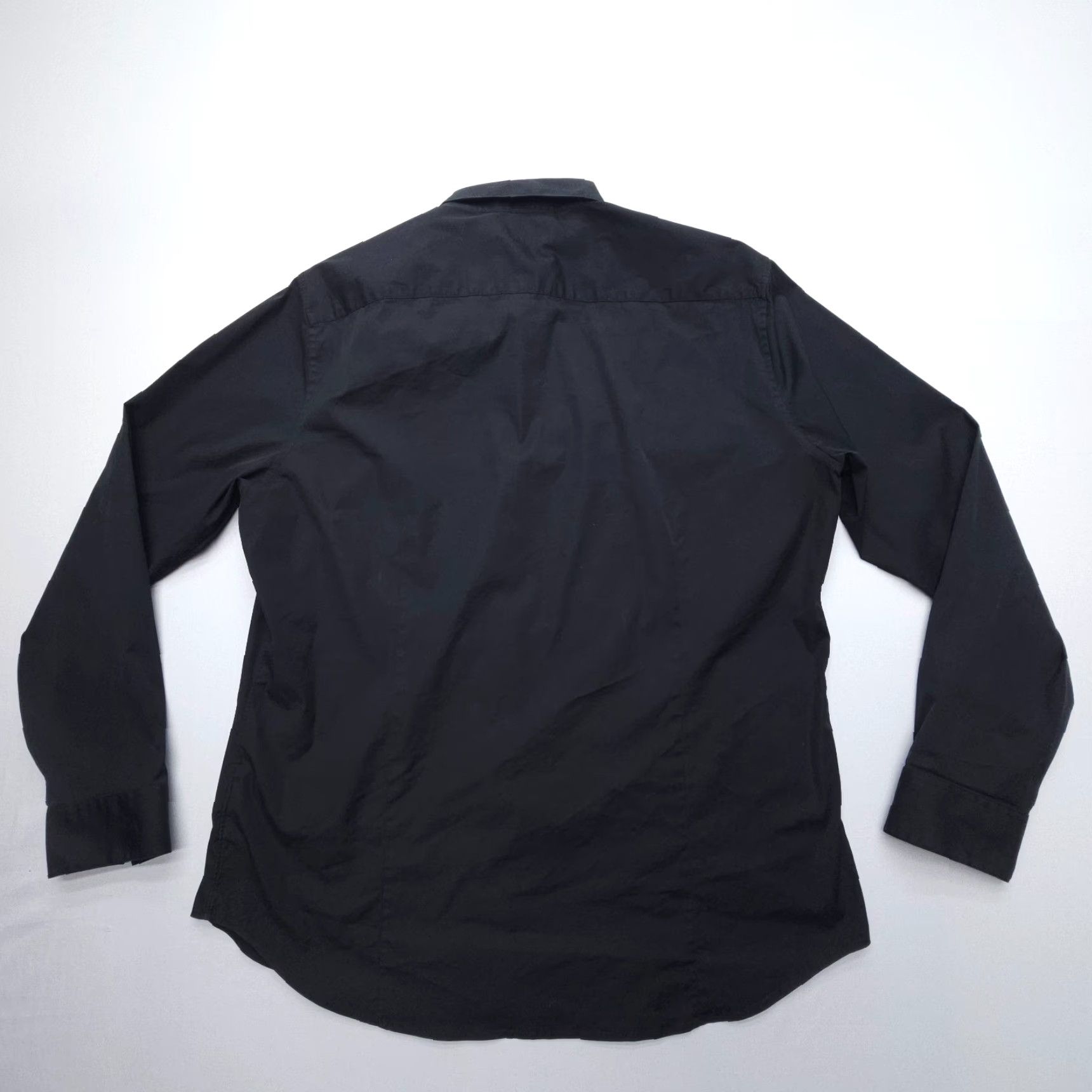 Theory Theory Dress Shirt Mens 2XL Solid Black Cotton Blend Long Sleeve Shirt Slim Button Cuff Barrell Collared Knit N/A Vintage No Size 48R - 2 Thumbnail