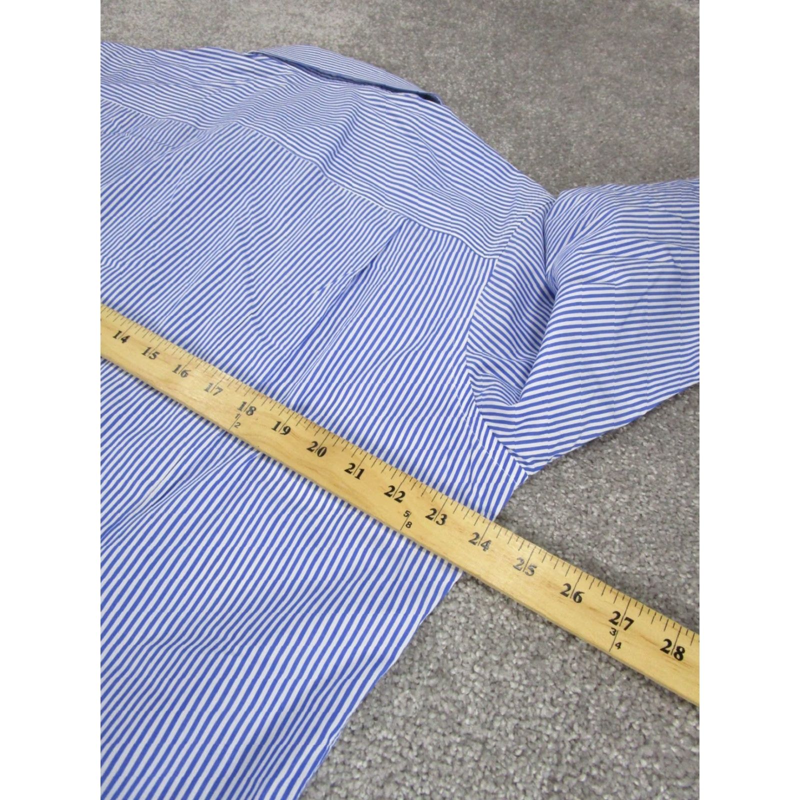 David Donahue VINTAGE David Donahue Dress Shirt Mens 17 White Striped Cotton Long Sleeve 17 White Mens Dress Shirt Size 46R - 5 Thumbnail