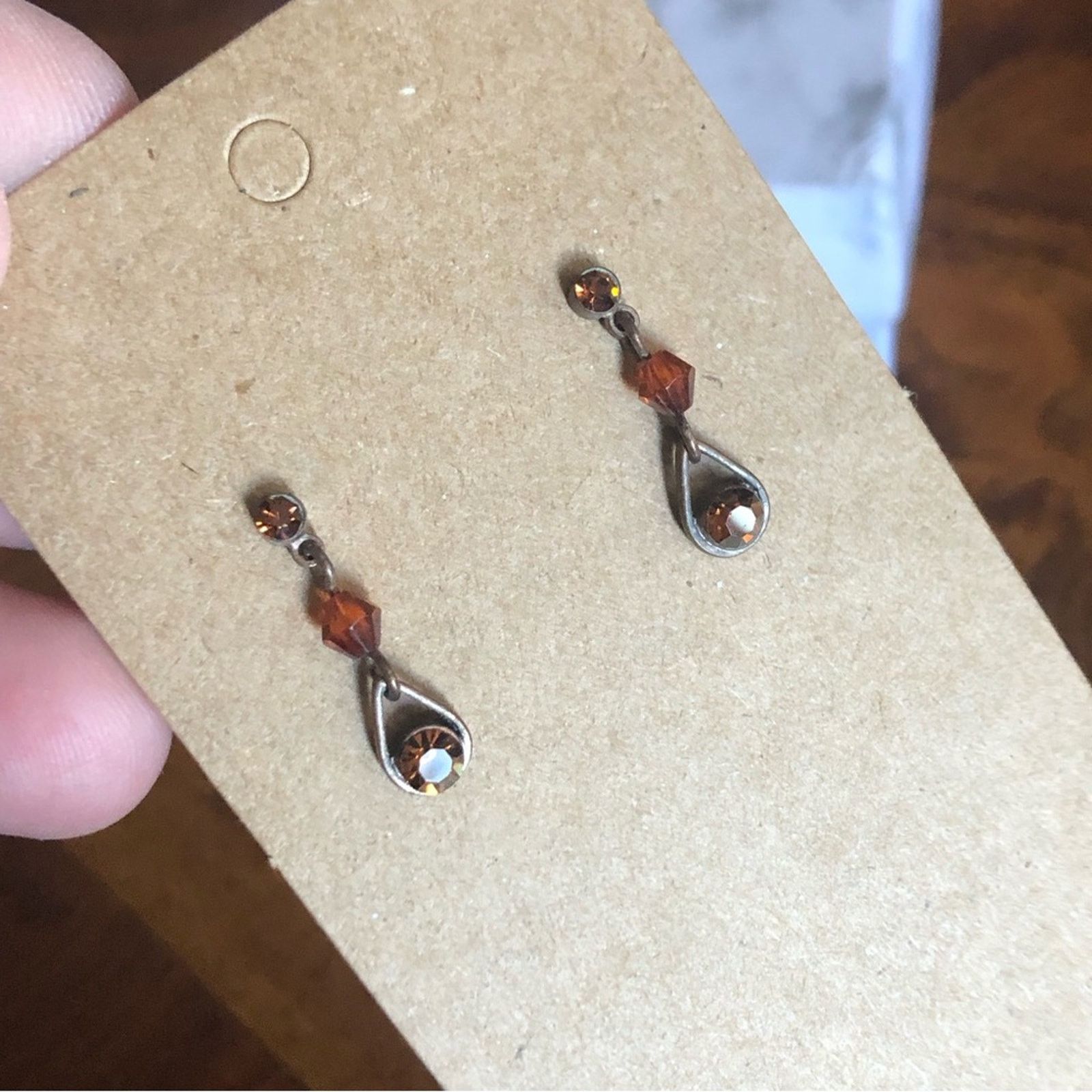 Vintage Vintage topaz stone bicone bead dangle earrings Size ONE SIZE - 2 Thumbnail