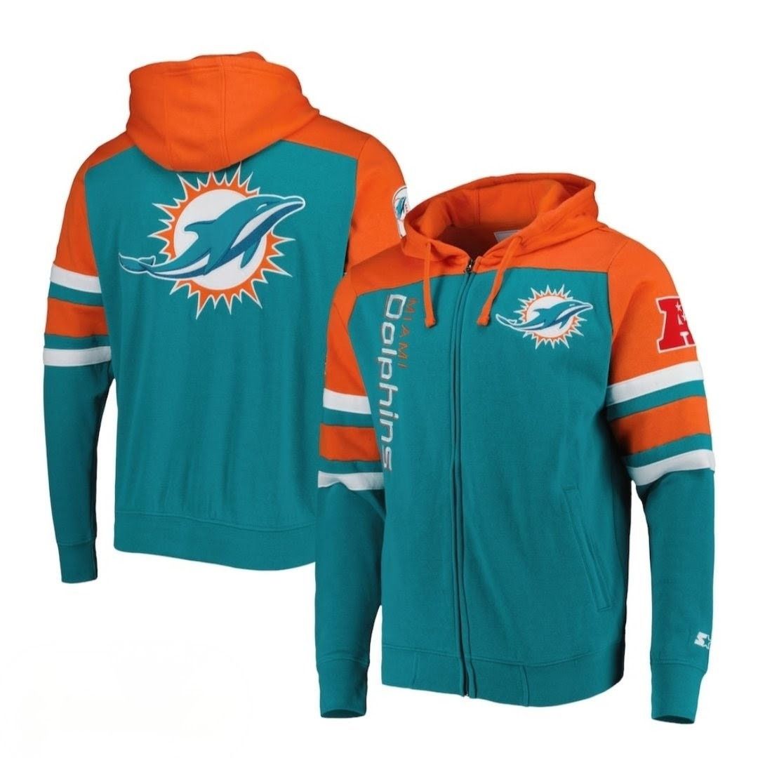 Starter NFL Aqua Miami Dolphins Extreme Full-Zip Hoodie Jacket sz M Size US M / EU 48-50 / 2 - 1 Thumbnail