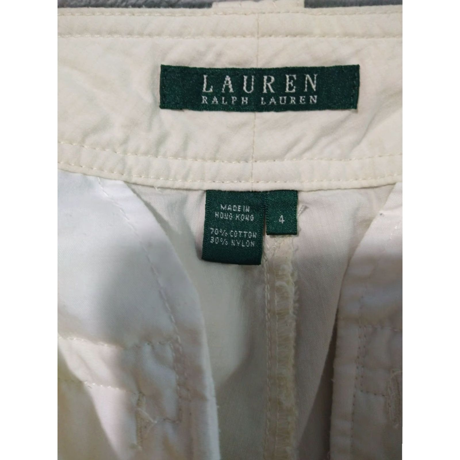 Ralph Lauren VINTAGE Lauren Ralph Lauren Pants Womens 4 Cargo Twist: 90s Gorpcore Cream White Twill Cotton Size 27" / US 4 / IT 40 - 6 Thumbnail