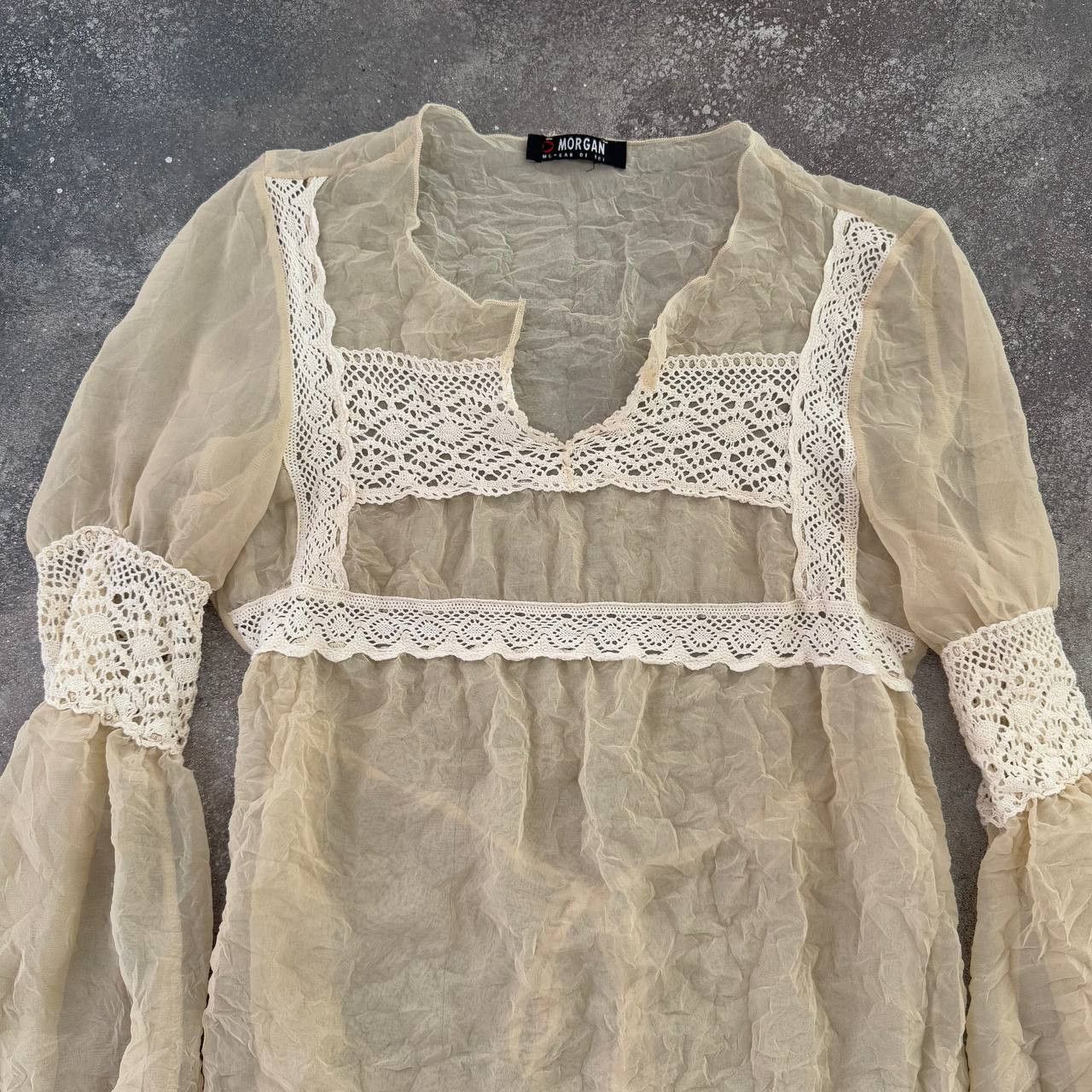 Hysteric Glamour × Japanese Brand × Vintage Morgan de Toi Vintage Silk Sheer Long Sleeve Blouse Size M / US 6-8 / IT 42-44 - 4 Thumbnail