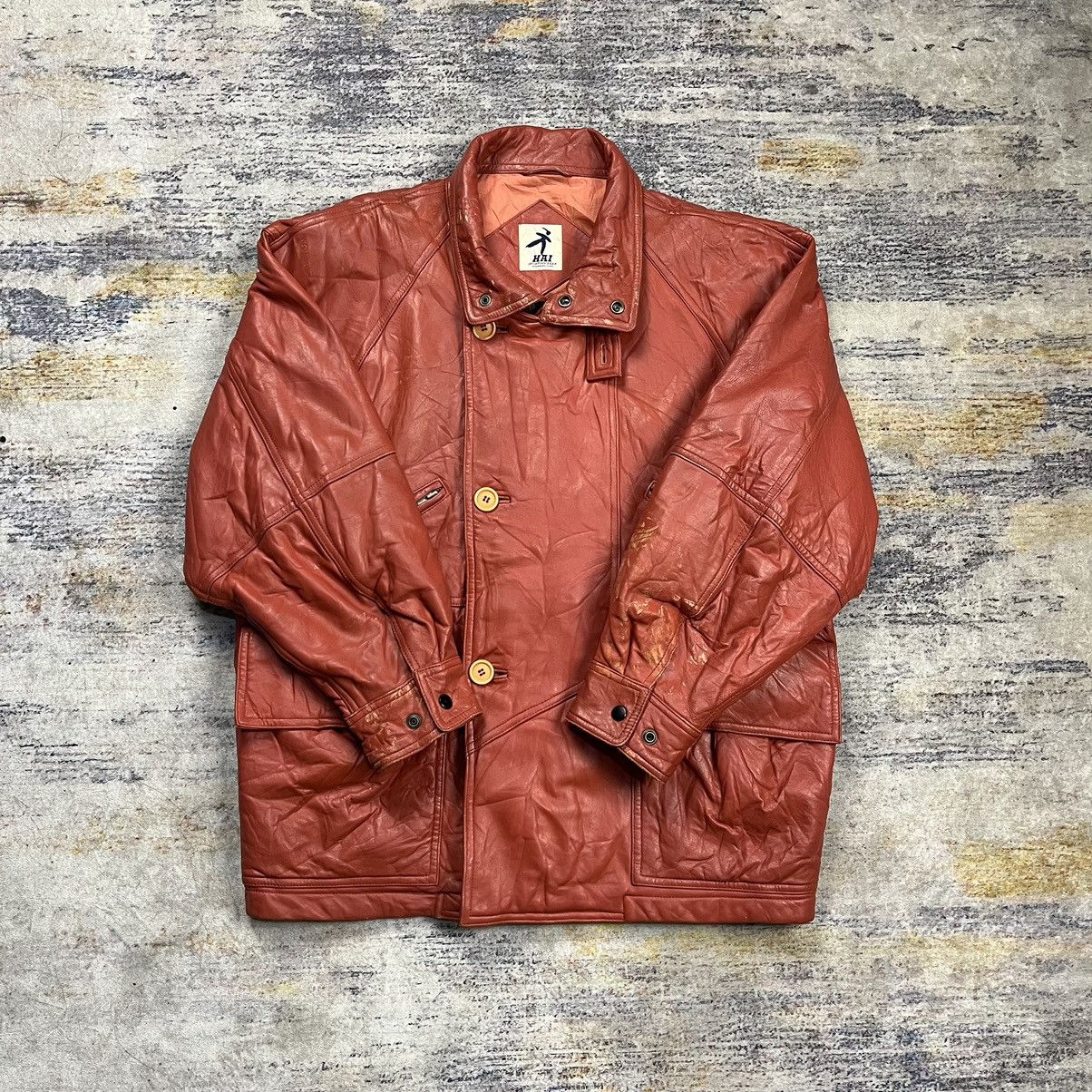 Hai Sporting Gear Vintage 90s Hai sporting gear multi pocket leather jacket Size US L / EU 52-54 / 3 - 7 Thumbnail