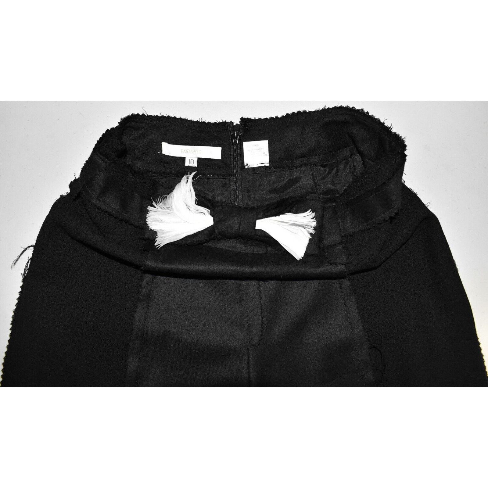 Rodarte B0 RODARTE Black Feather Contrast Panel Trouser Pants Sz 10 Size 29" - 4 Thumbnail