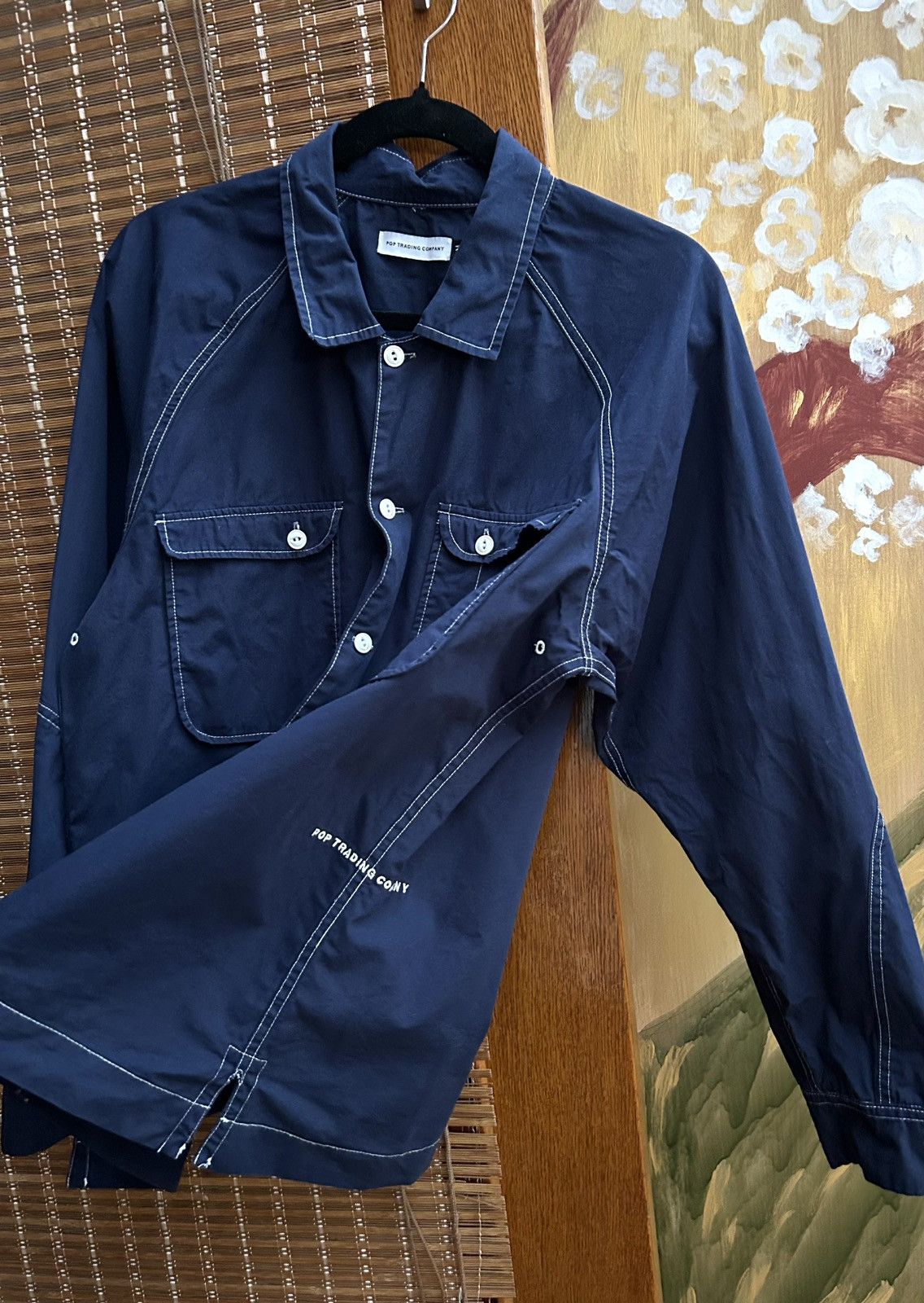 Pop Trading Company POP Trading Company AW18 Navy Blue Poplin Herman Work Shirt Size US M / EU 48-50 / 2 - 5 Thumbnail